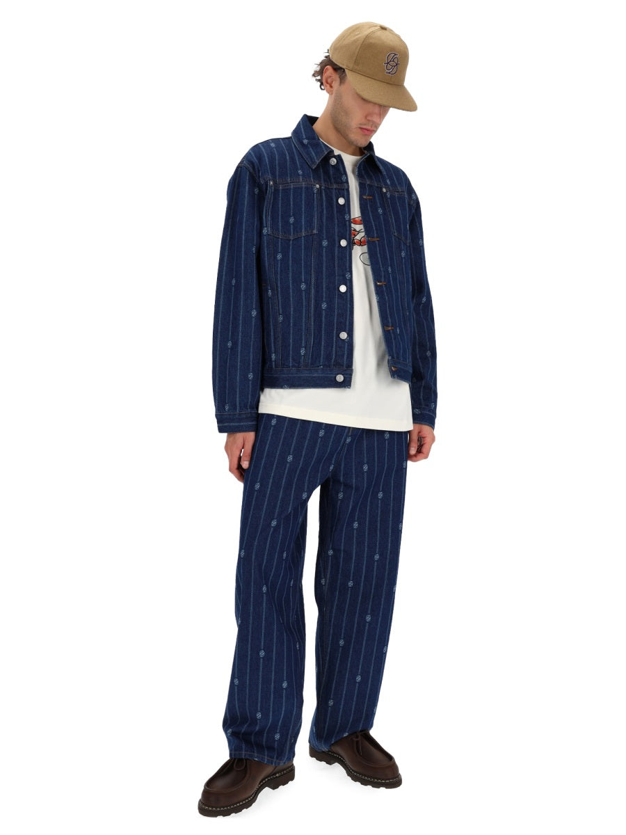 DRÔLE DE MONSIEUR Regular Fit Denim Monogram Jacket - Size L