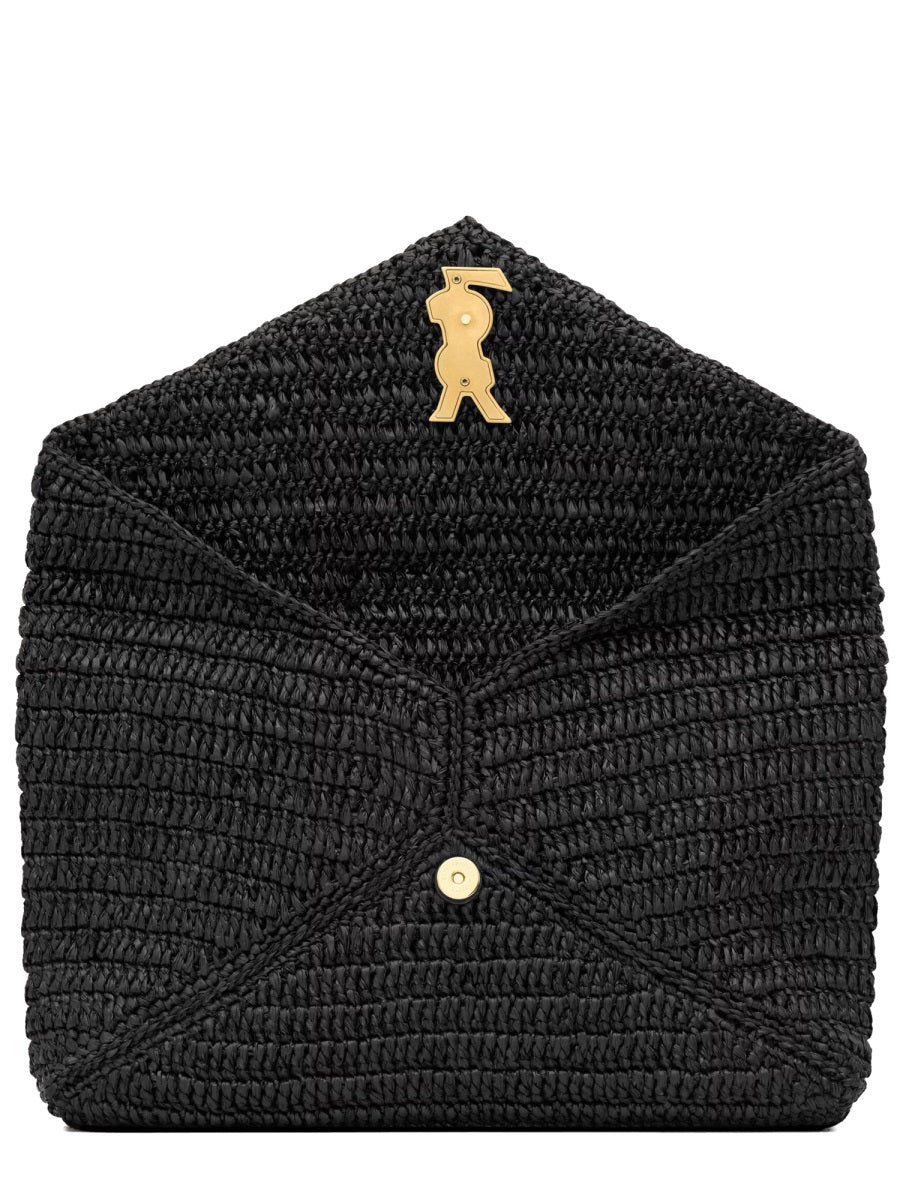 SAINT LAURENT Raffia Mini Clutch Handbag