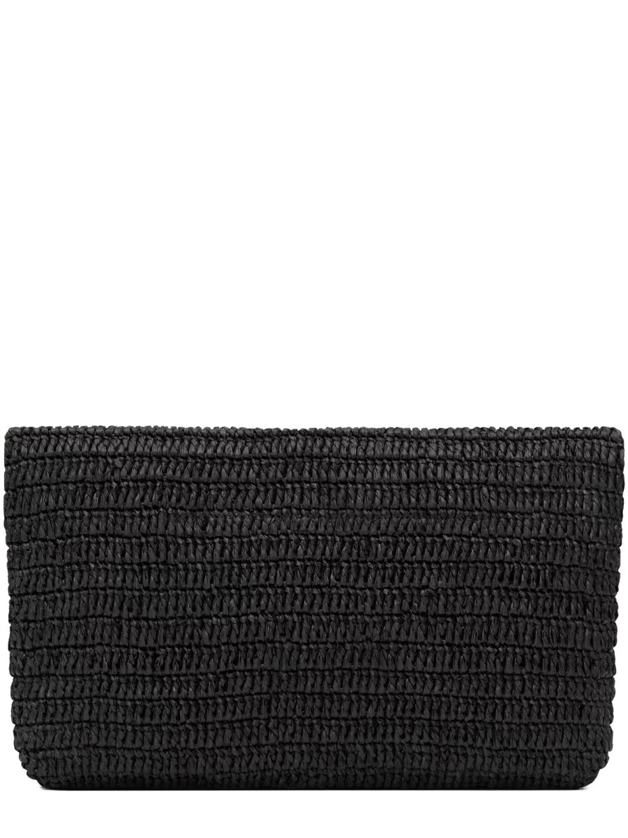 SAINT LAURENT Raffia Mini Clutch Handbag