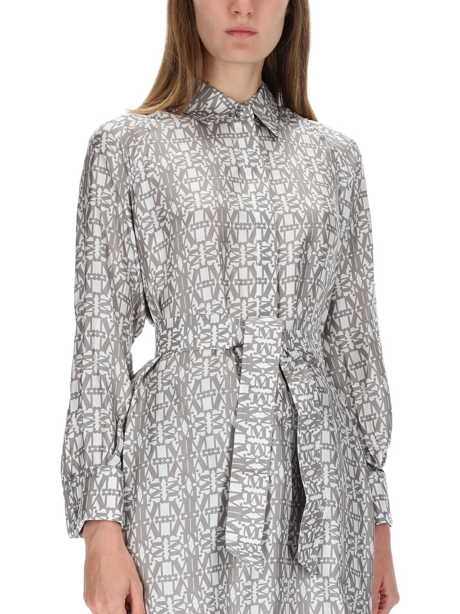 MAX MARA Printed Silk Chemisier Dress - Size 40 IT