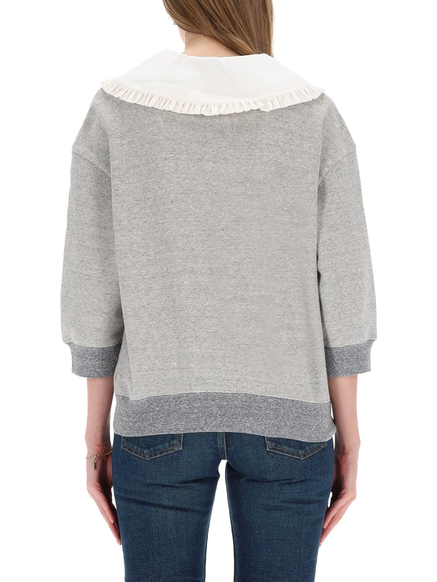 CHLOÉ Silk Ruffled Collar Sweatshirt - Size S