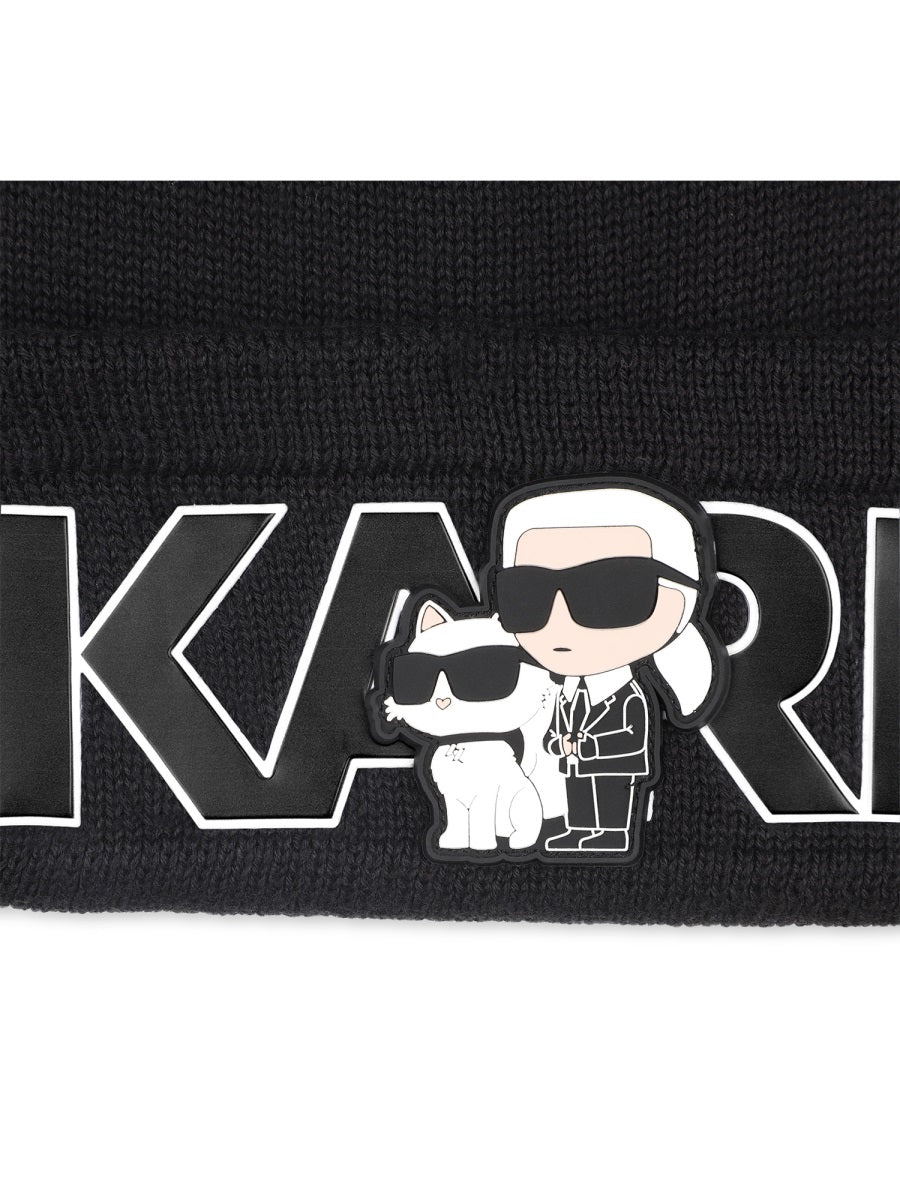 KARL LAGERFELD Logo Beanie Hat for Girls - Mini Style
