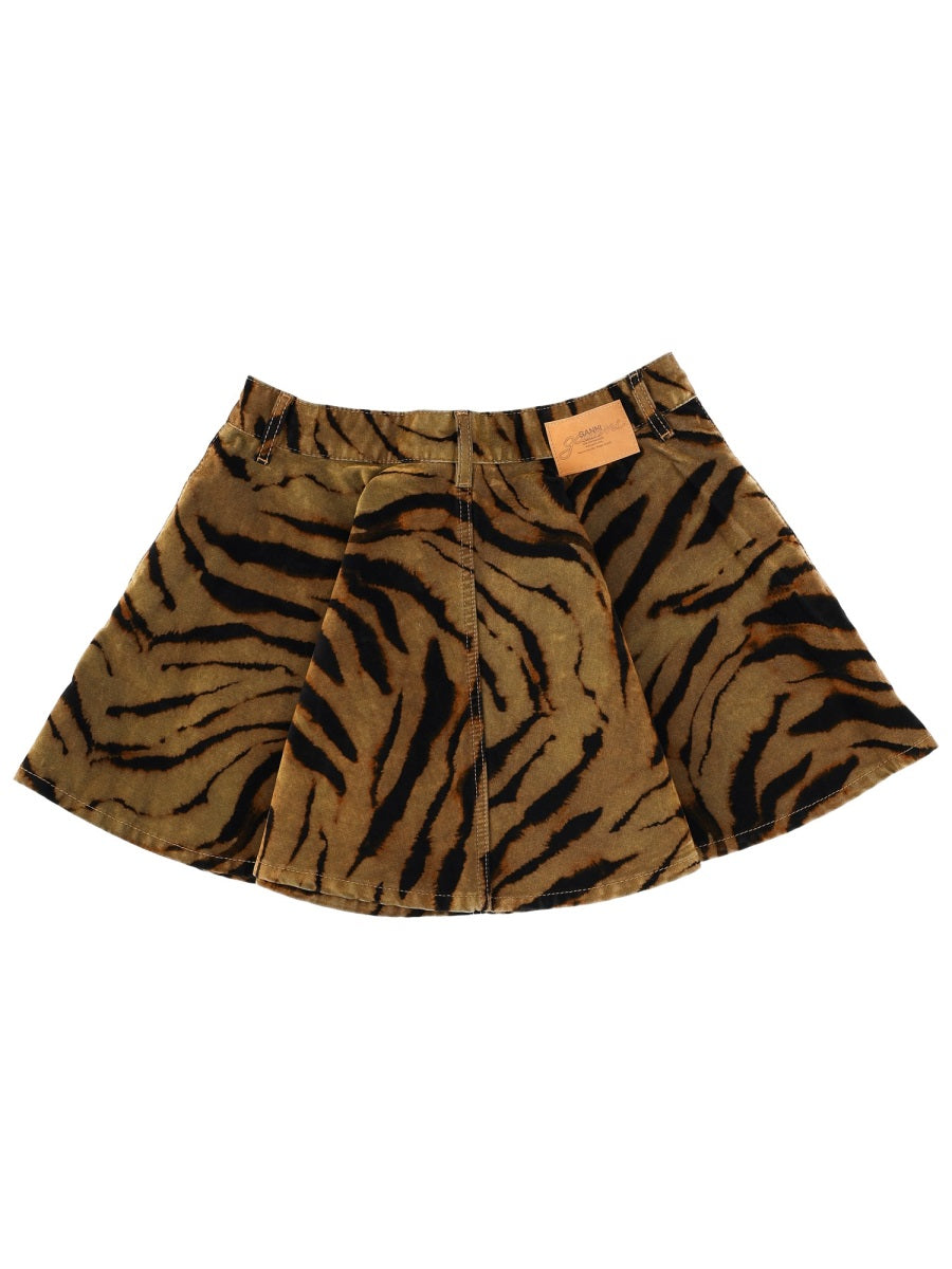 GANNI Eco-Friendly Animal Print Mini Skirt