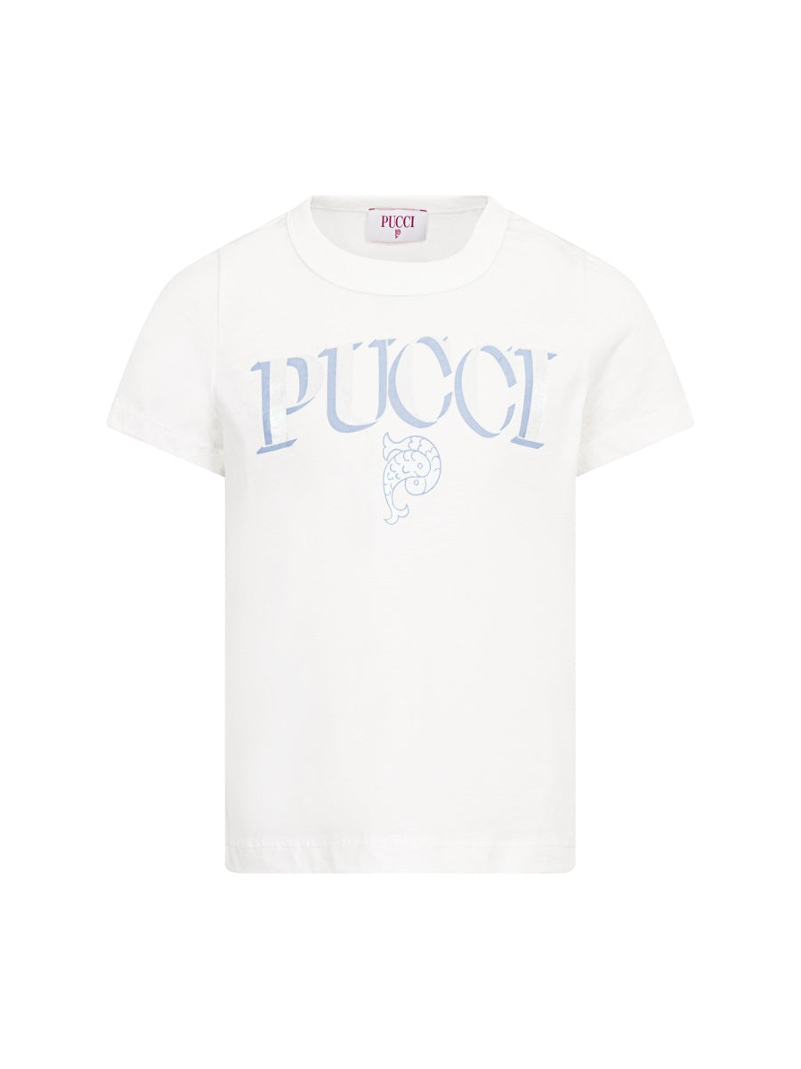 PUCCI Girls' 100% Cotton Mini T-Shirt