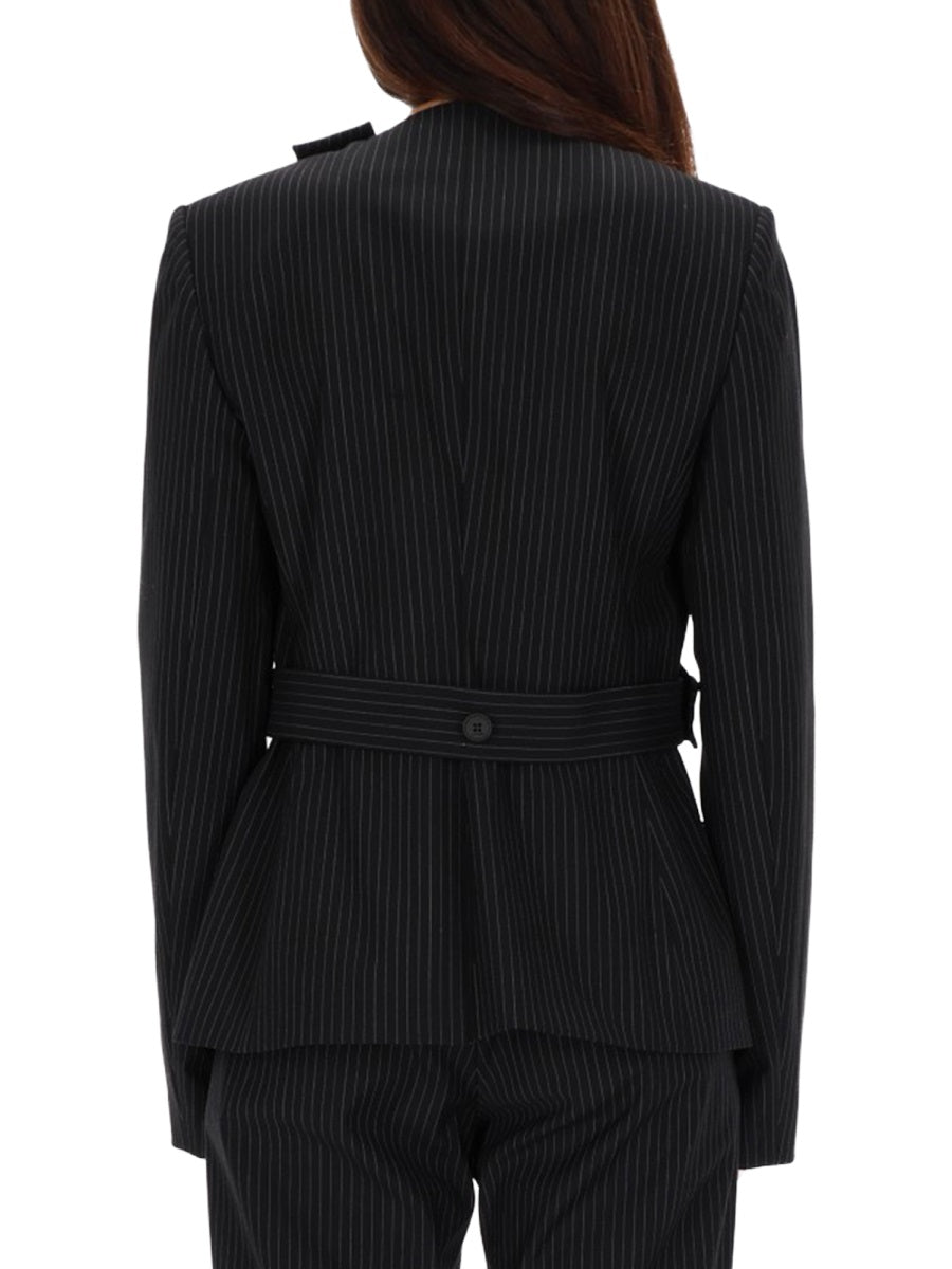 COURREGES Pinstripe Belted Jacket - Size 40