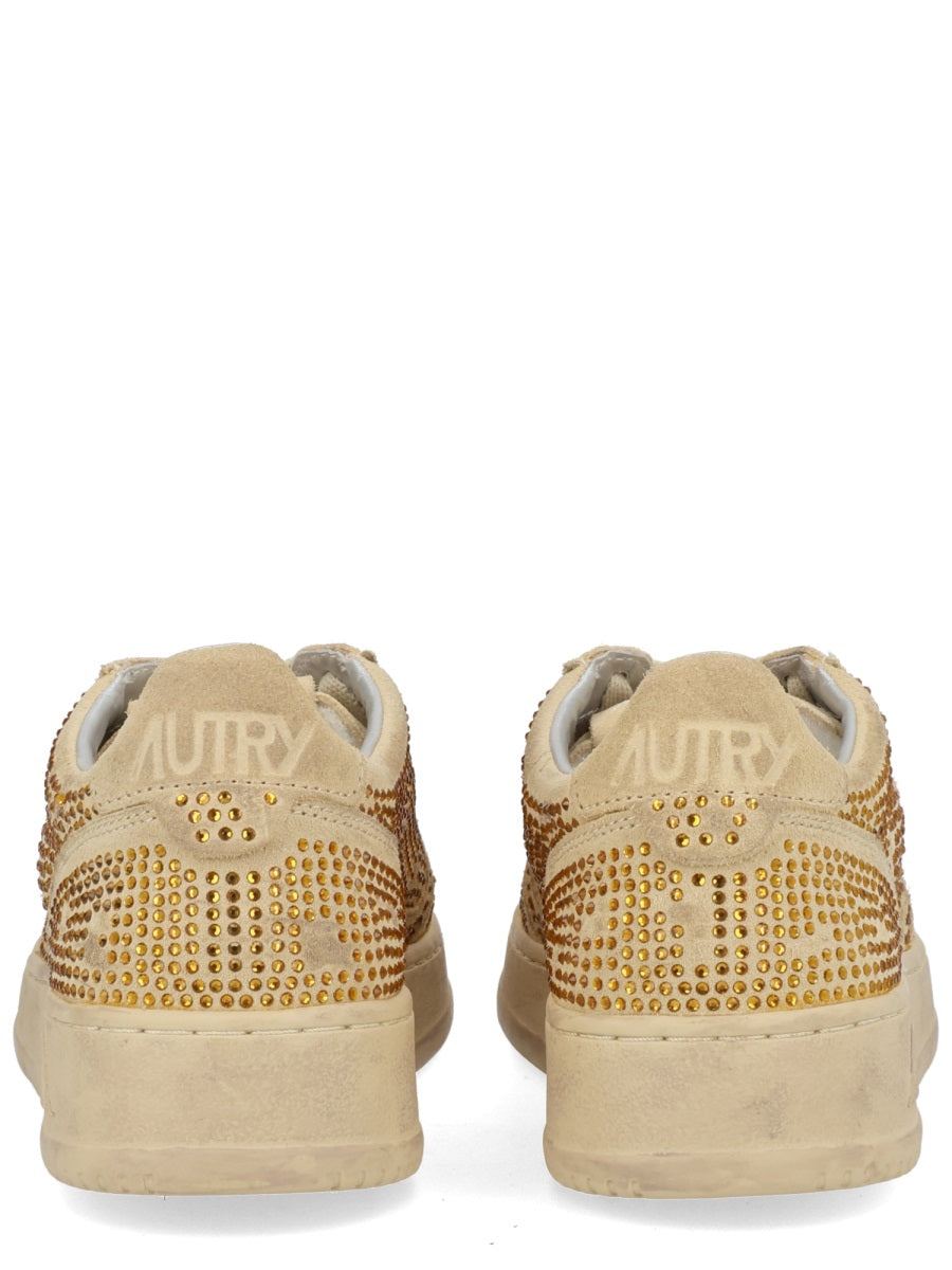 AUTRY Mini Rhinestone-Embellished Suede Sneakers for Women