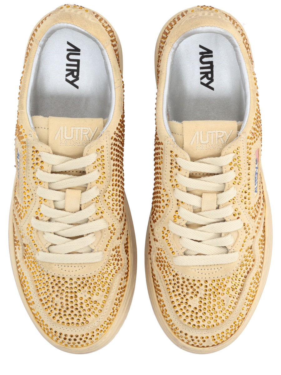 AUTRY Mini Rhinestone-Embellished Suede Sneakers for Women