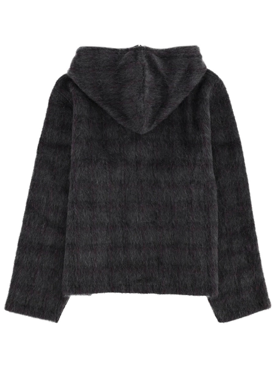 OUR LEGACY Fuzzed Plum Check Hairy Wool Sweatshirt - SS26