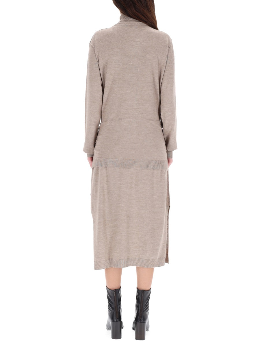 LEMAIRE Elegant Mini Dress with Wool Blend