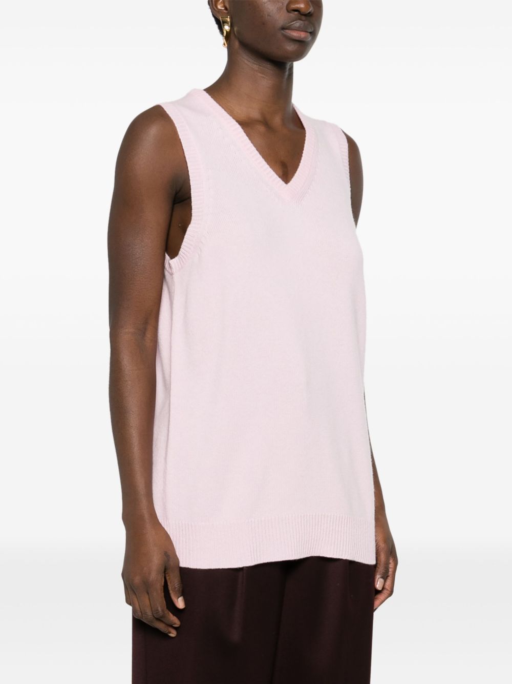 MAX MARA SPORTMAX Wool-Cashmere Blend V-Neck Sleeveless Vest