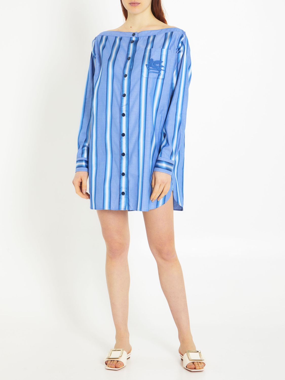 ETRO Chic Striped Mini Shirt Dress