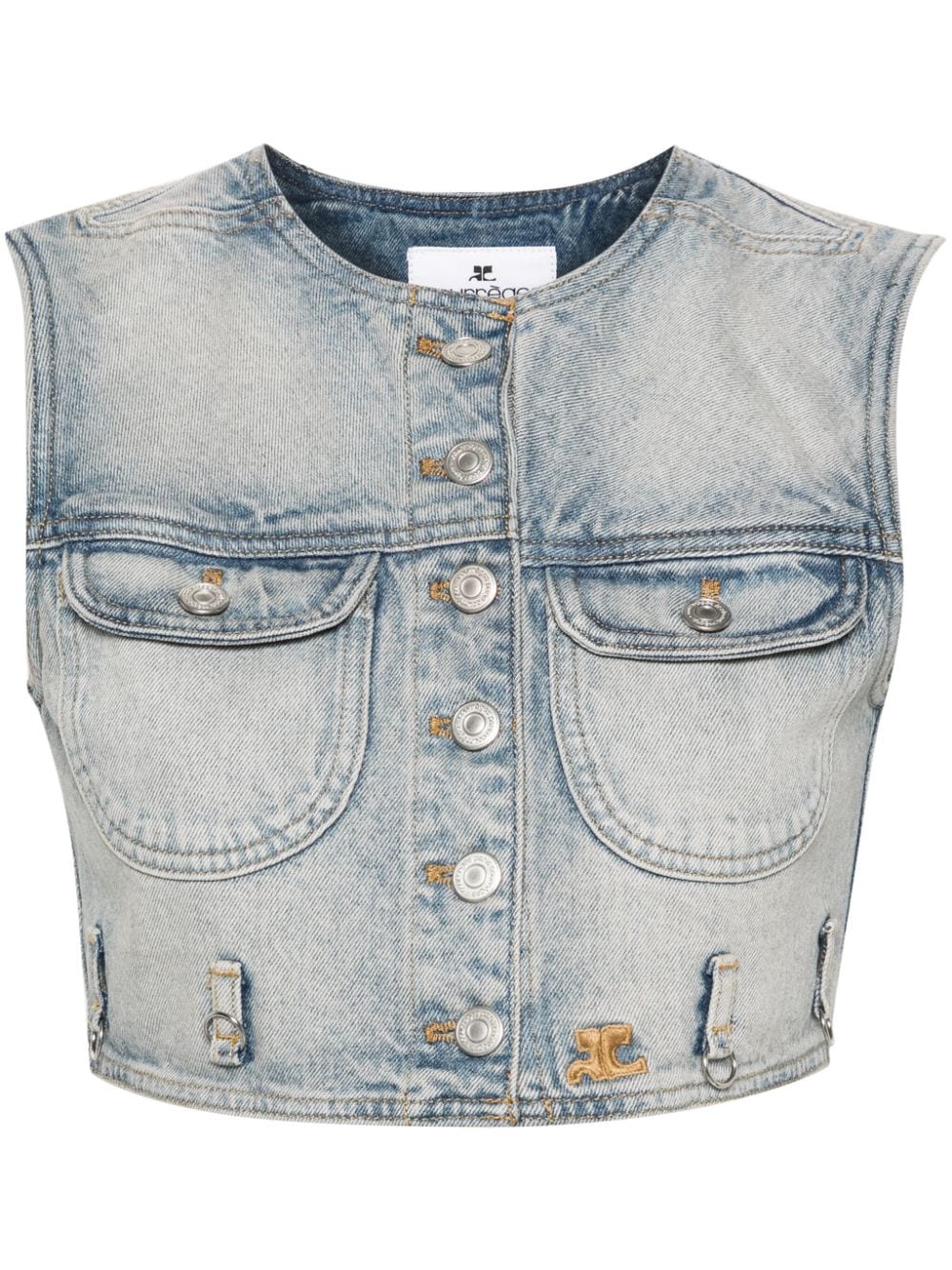 COURREGÈS Denim Cropped Vest for Women