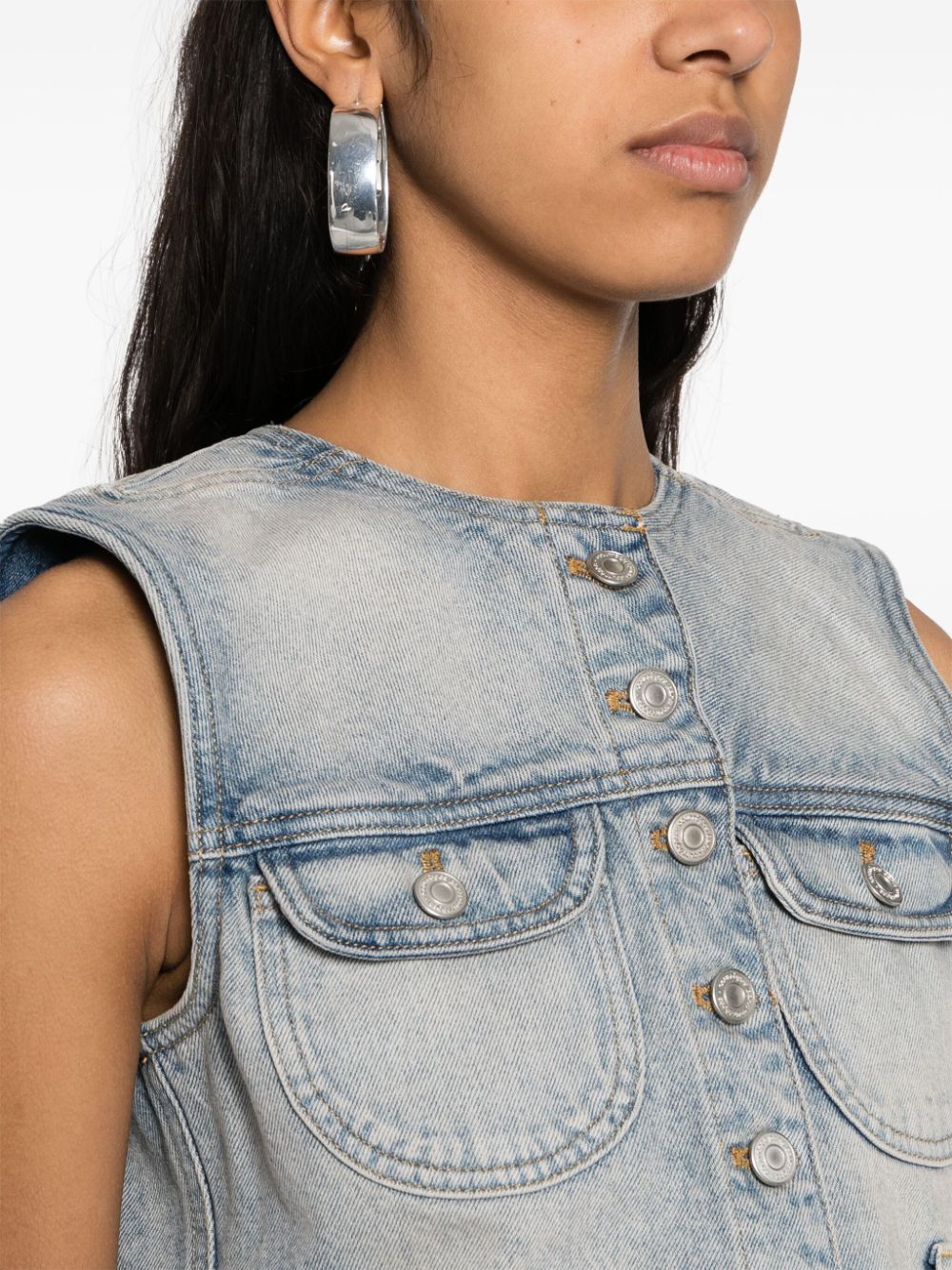 COURREGÈS Denim Cropped Vest for Women