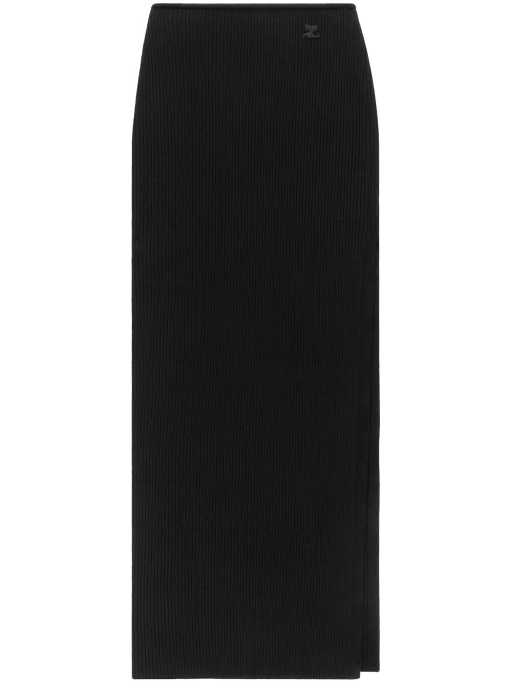 COURREGÈS Women's Long Ribbed Fitted Skirt with Side Slit