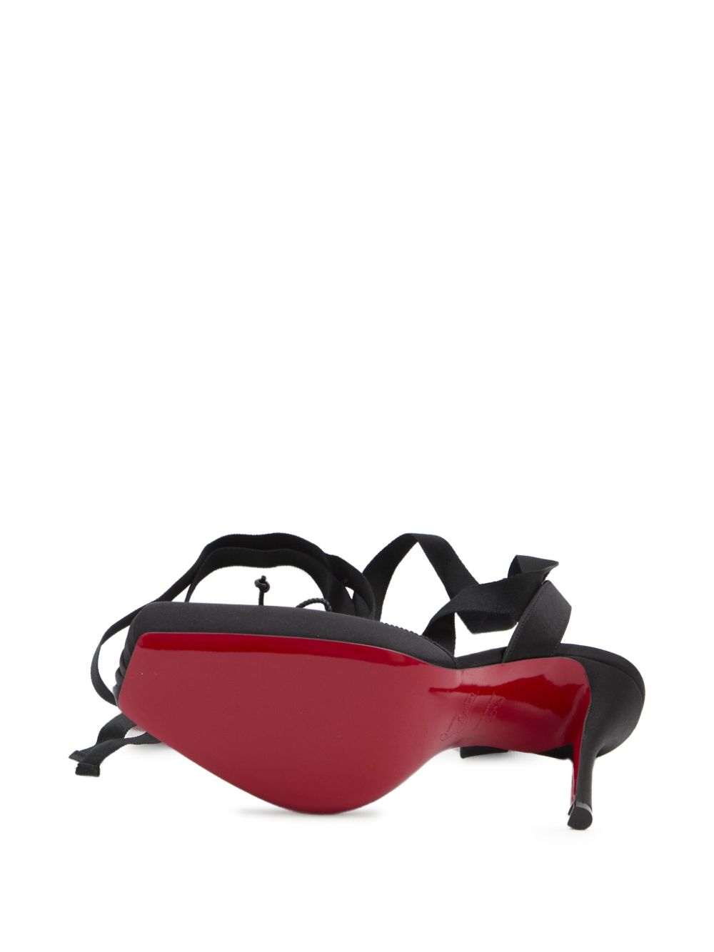 CHRISTIAN LOUBOUTIN Stiletto Heel Sandal with Ankle Ribbon and Bow Detail