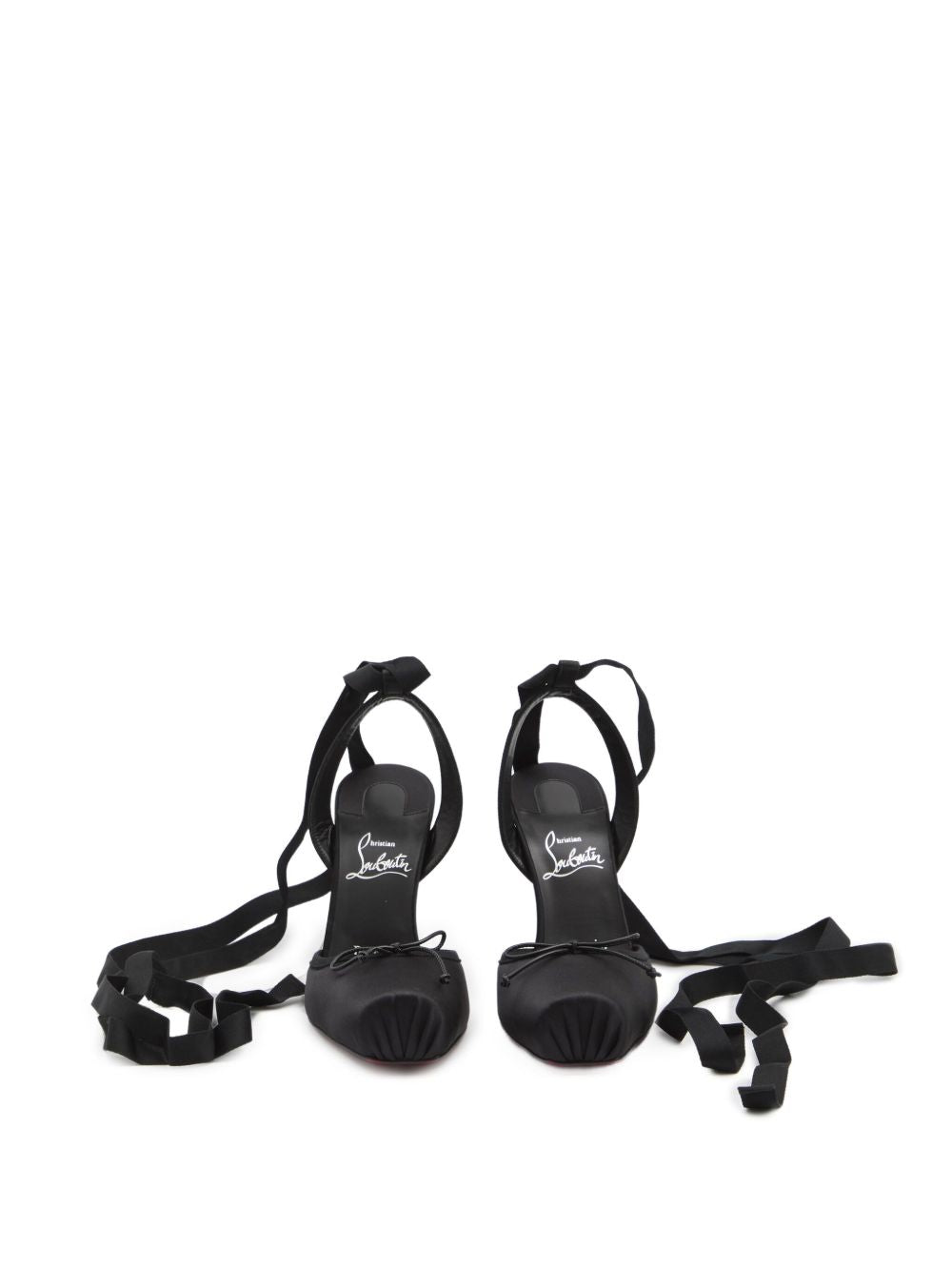 CHRISTIAN LOUBOUTIN Stiletto Heel Sandal with Ankle Ribbon and Bow Detail