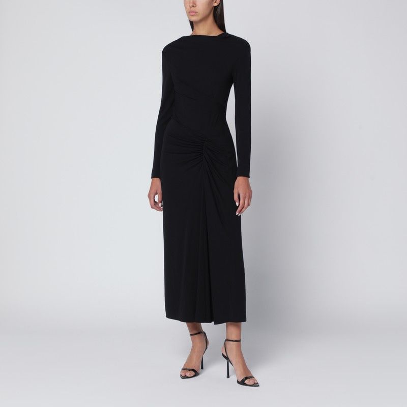 JONATHAN SIMKHAI Draped Front Midi Dress with Long Sleeves