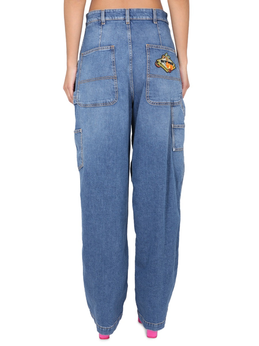 ETRO Women's Cargo Jeans with Front Zipper and Button Closure