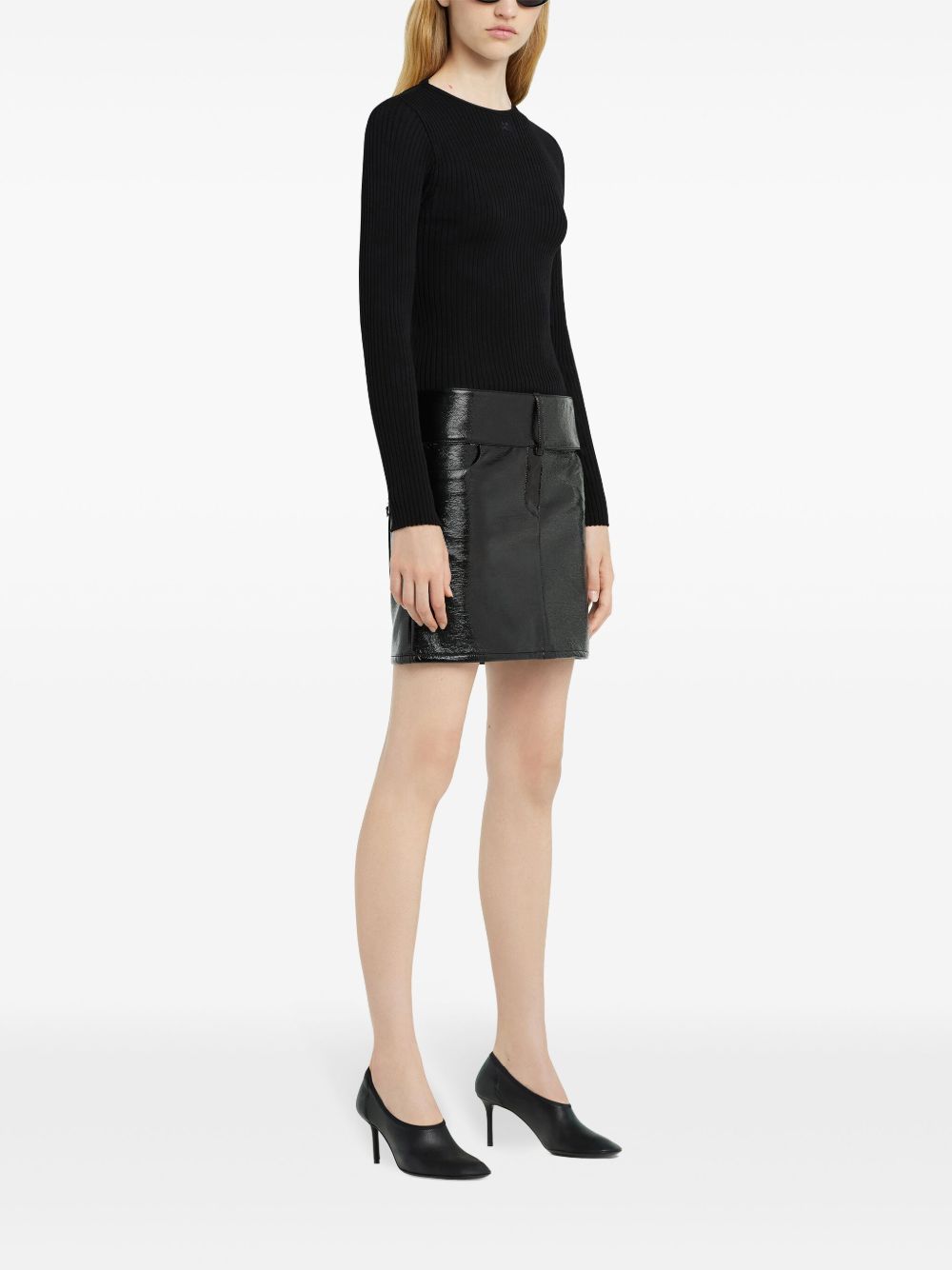 COURREGÈS Belted Vinyl Mini Skirt for Women