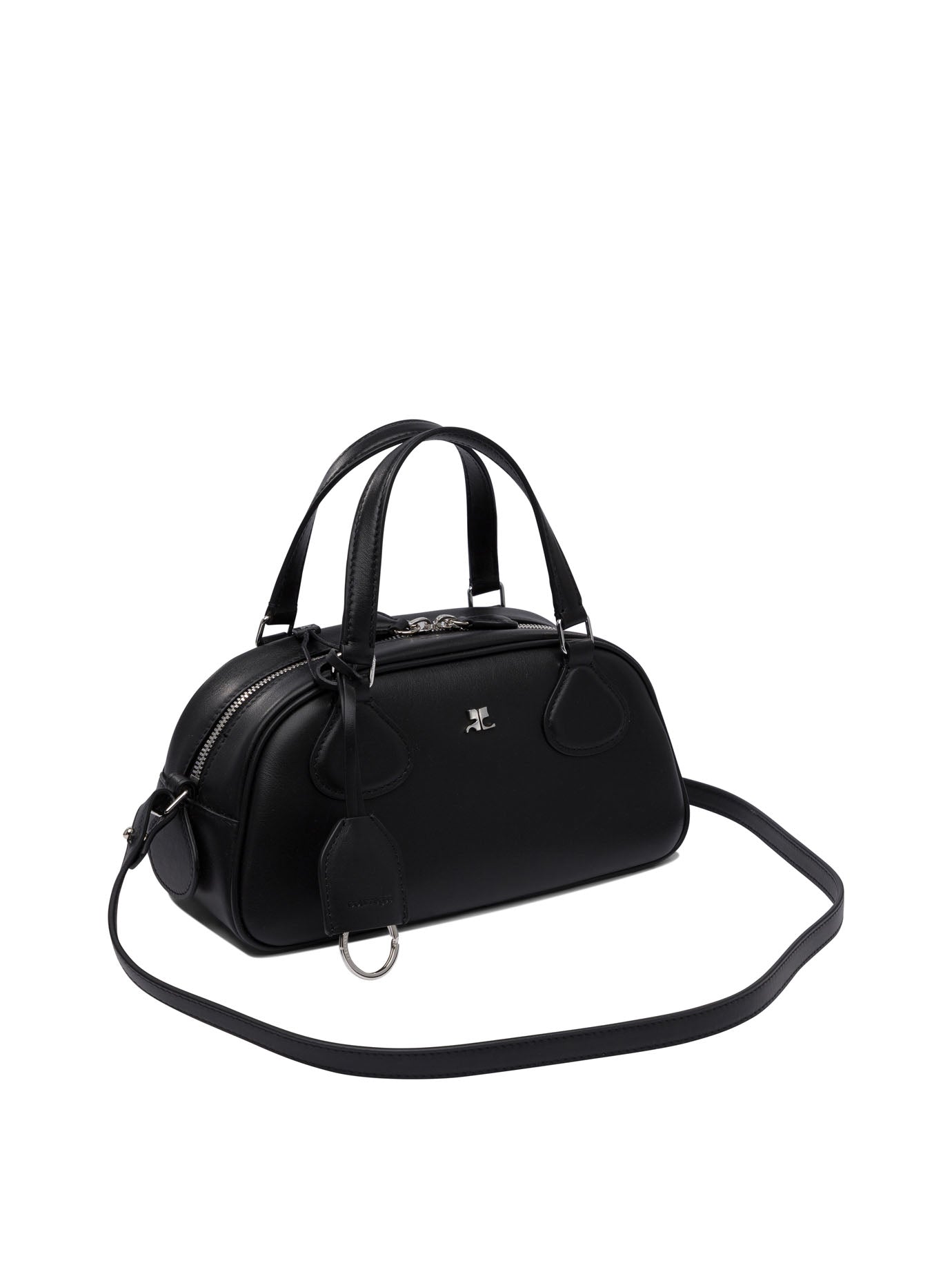 COURREGÈS Leather Bowling Handbag with Adjustable Strap