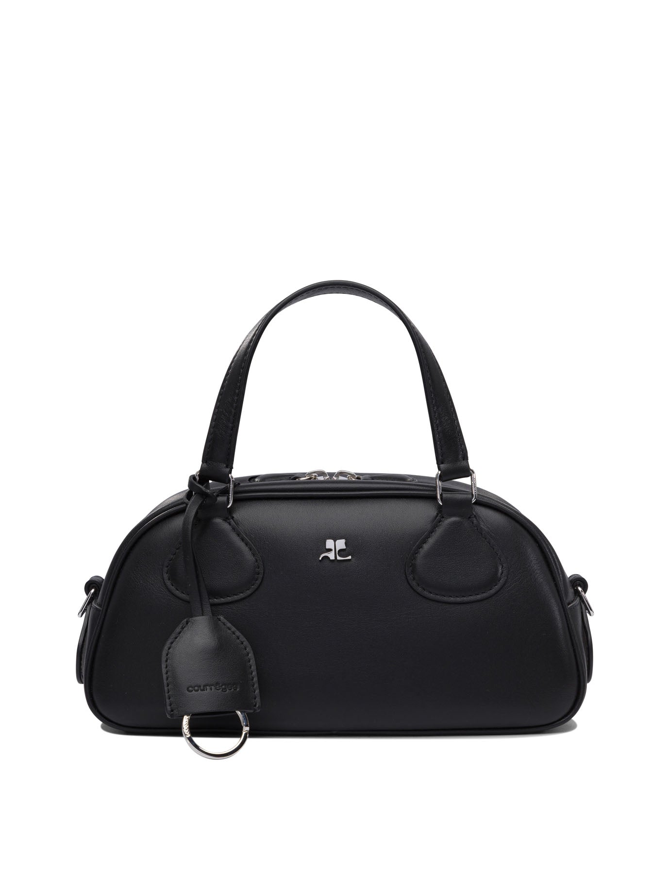 COURREGÈS Leather Bowling Handbag with Adjustable Strap