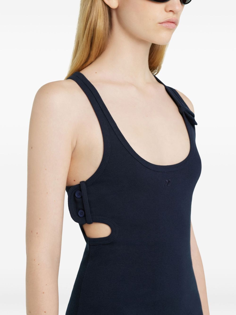 COURREGÈS 90's Ribbed Cotton Mini Dress