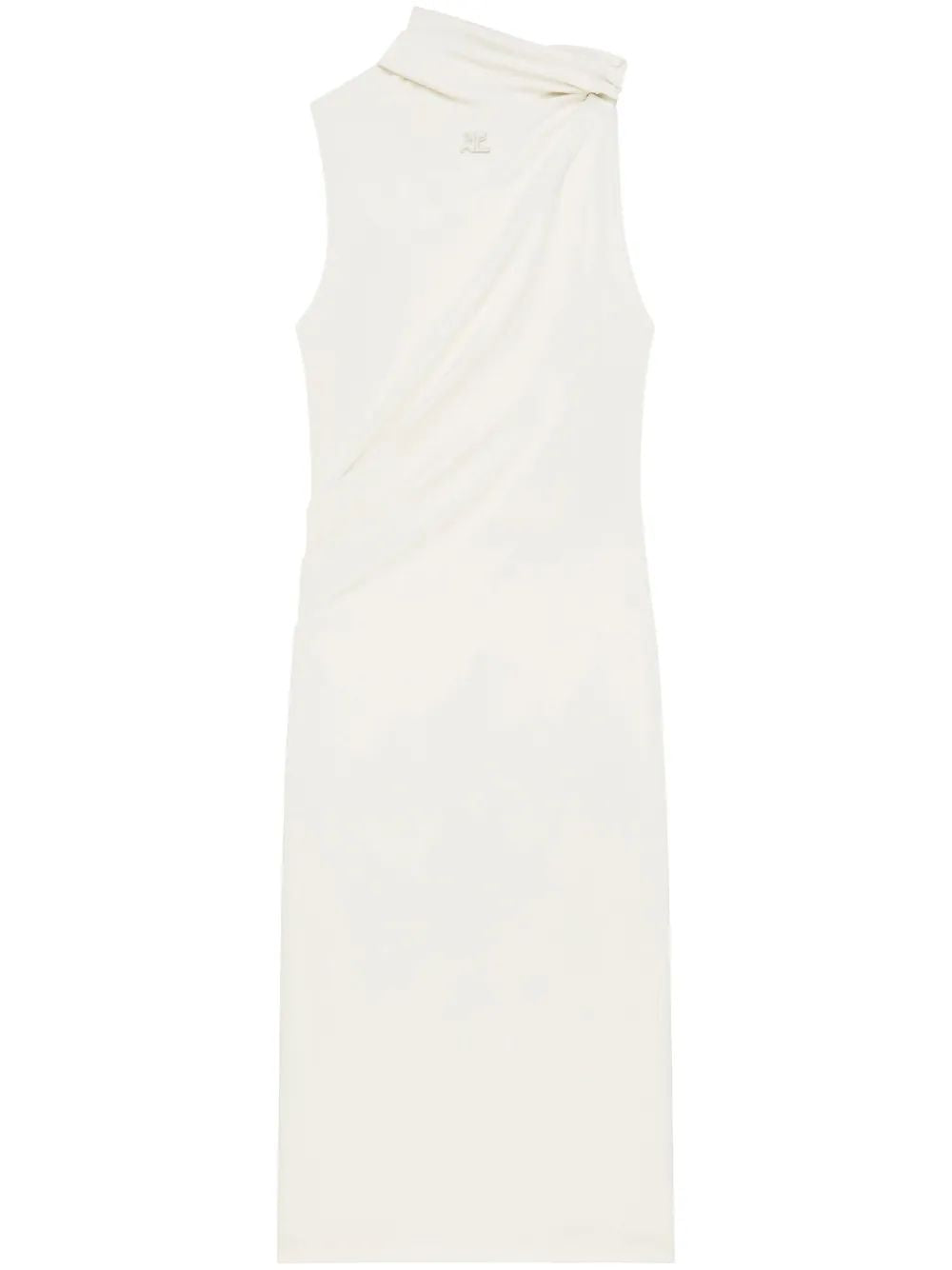 COURREGÈS Natural Draped Mini Crepe Dress