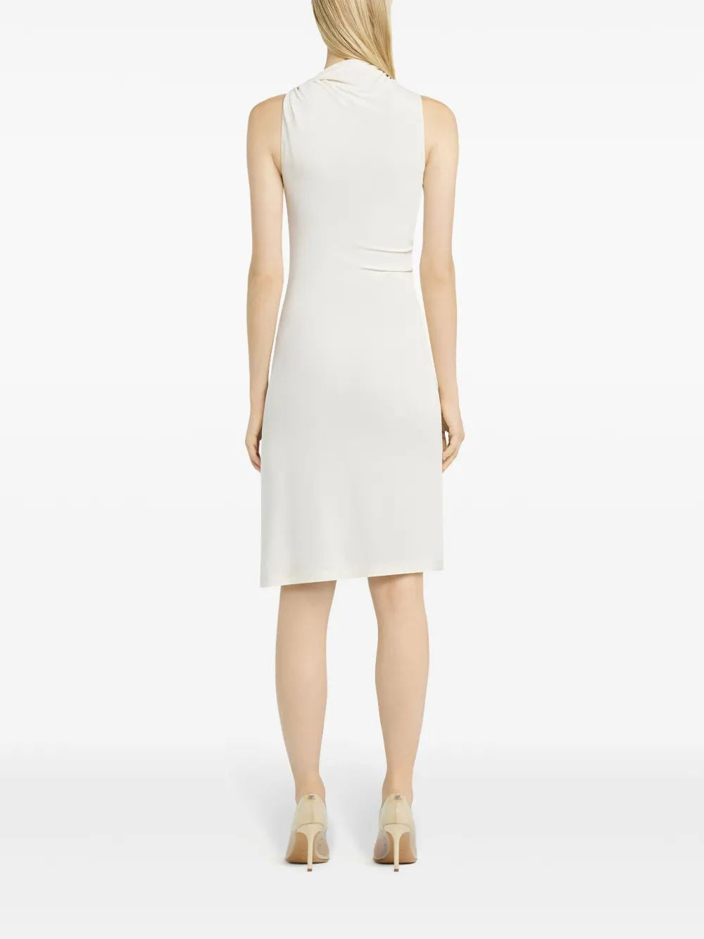 COURREGÈS Natural Draped Mini Crepe Dress