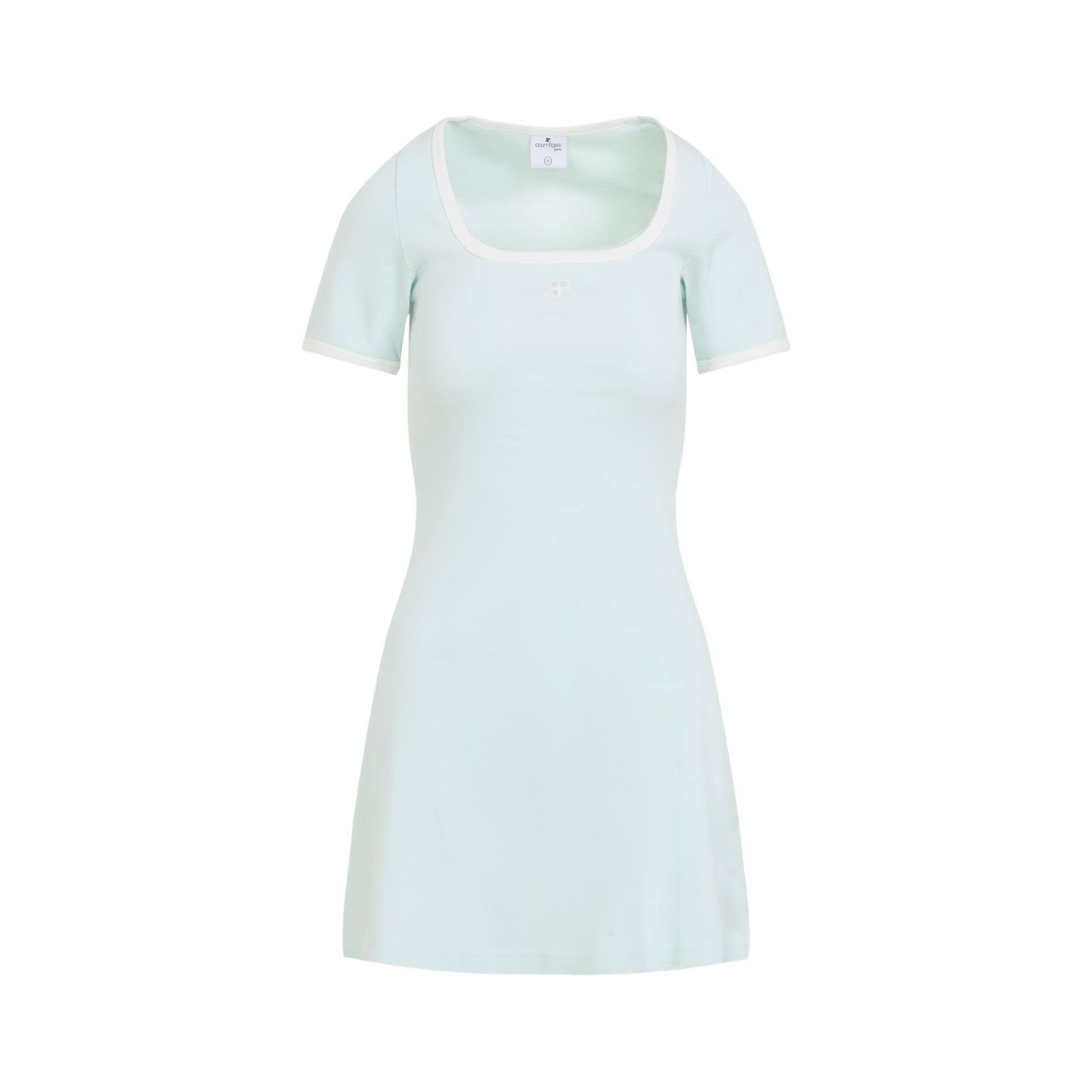 COURREGÈS Mini Cotton Contrast Dress