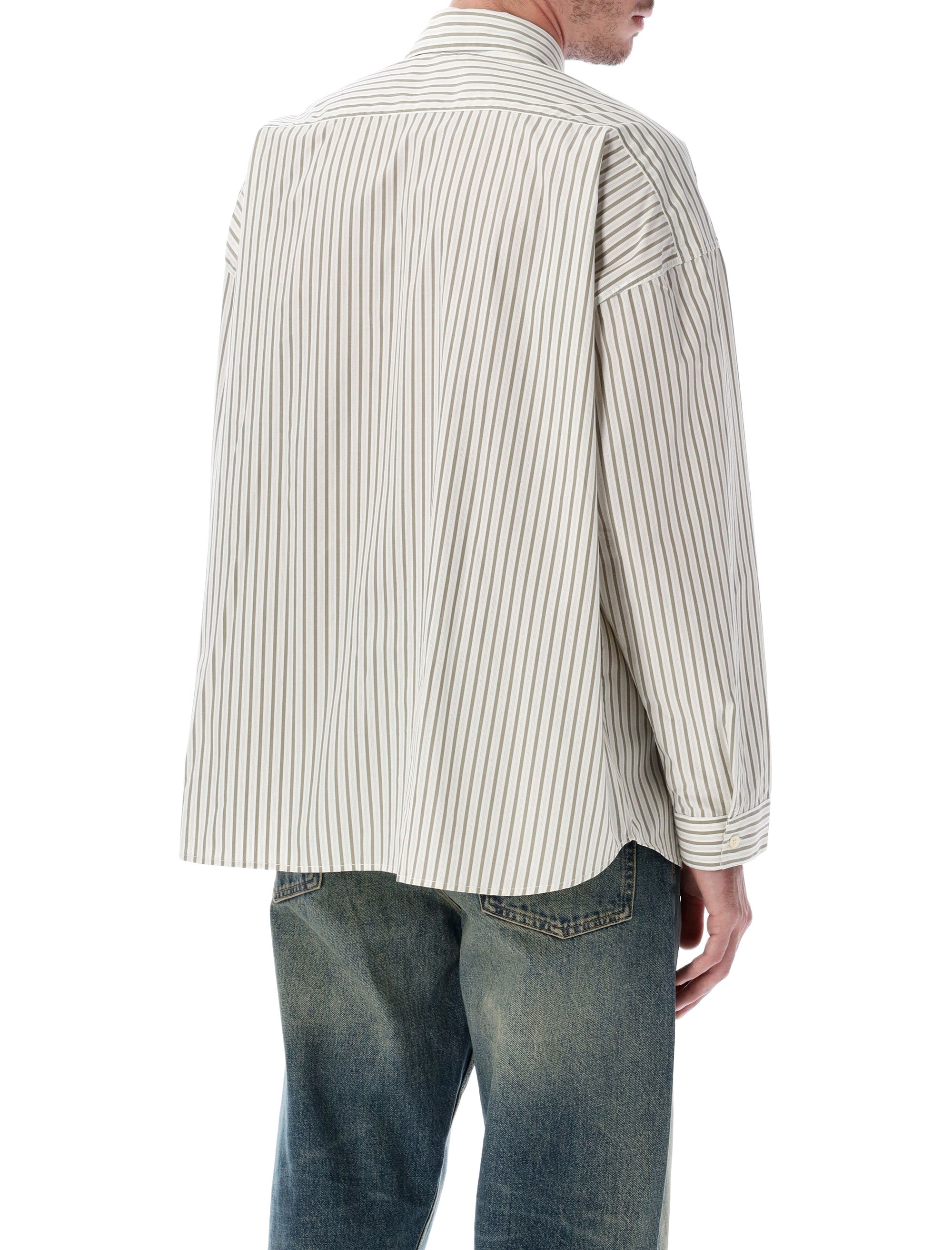 SUNFLOWER Stable Striped Cotton Poplin Shirt - Size L