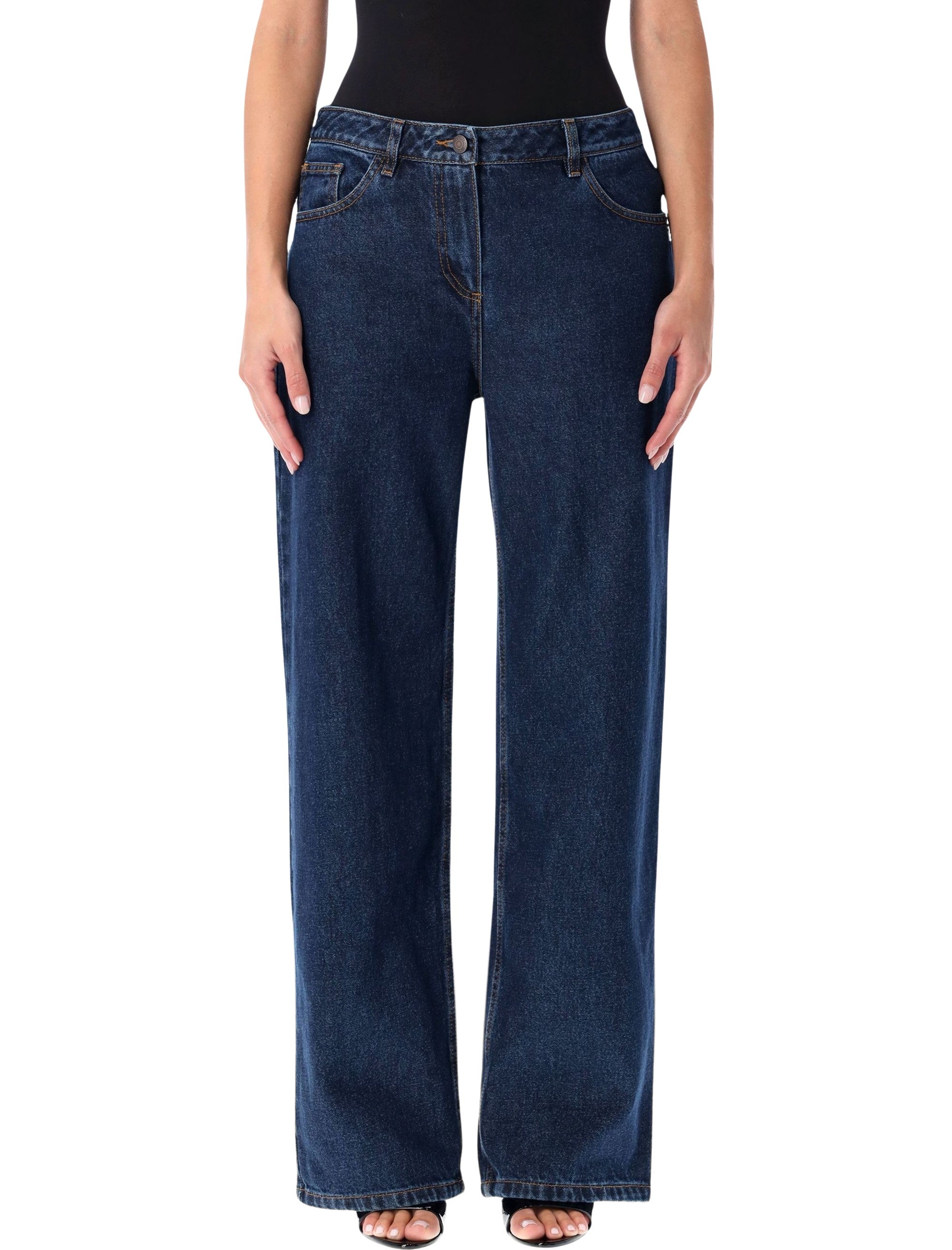 MAGDA BUTRYM Loose-Leg Faded Denim Pants - Size 36