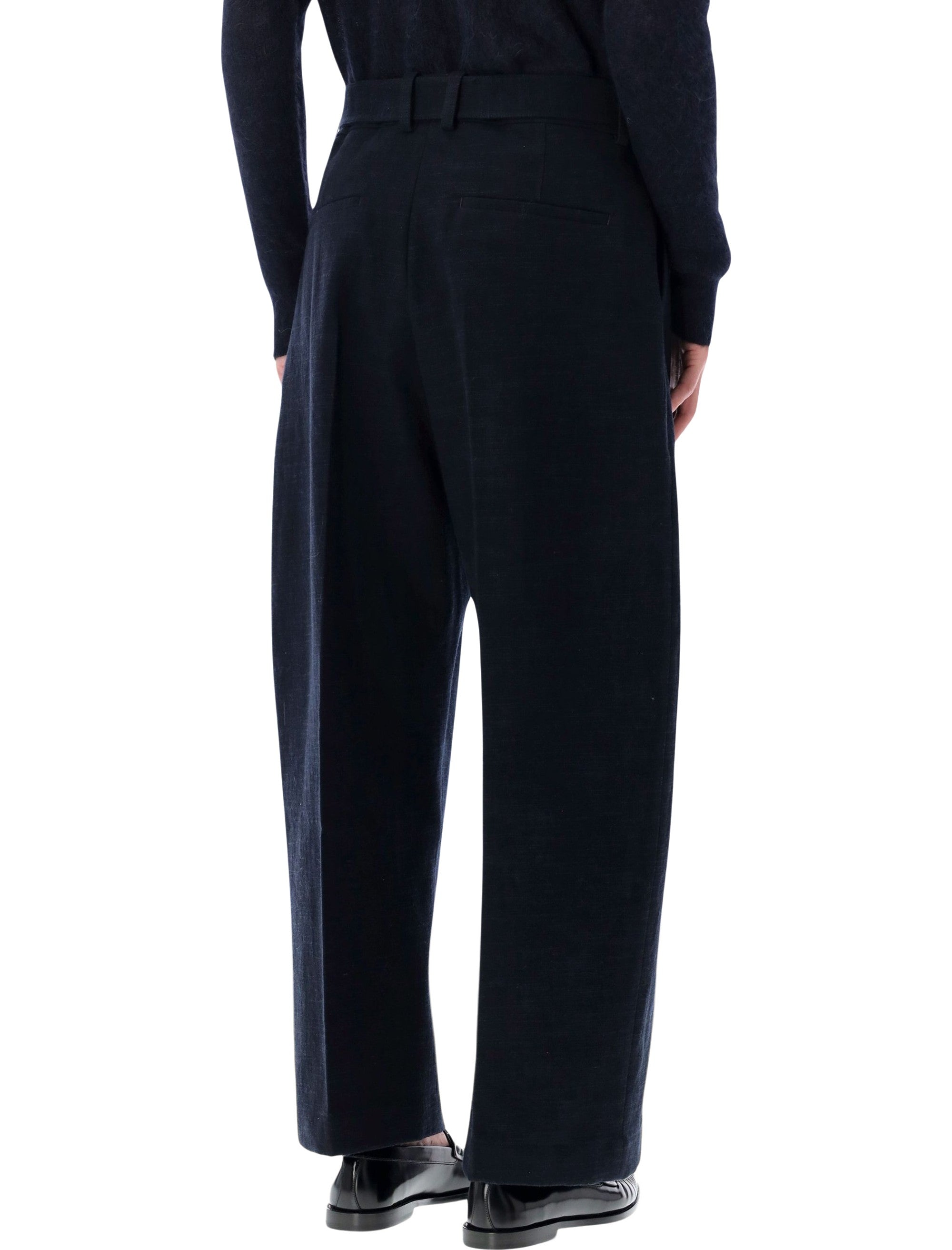 STUDIO NICHOLSON Wide-Leg Wool Cotton Trousers - Size L