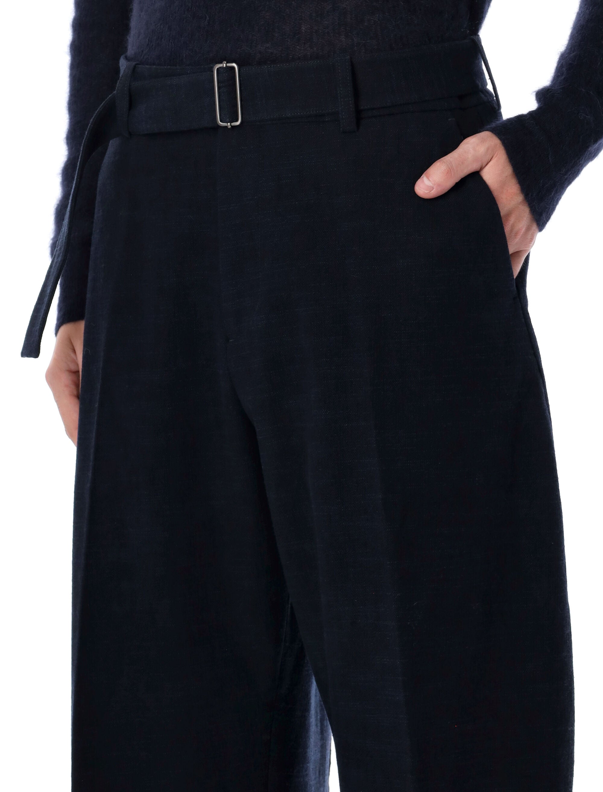 STUDIO NICHOLSON Wide-Leg Wool Cotton Trousers - Size L