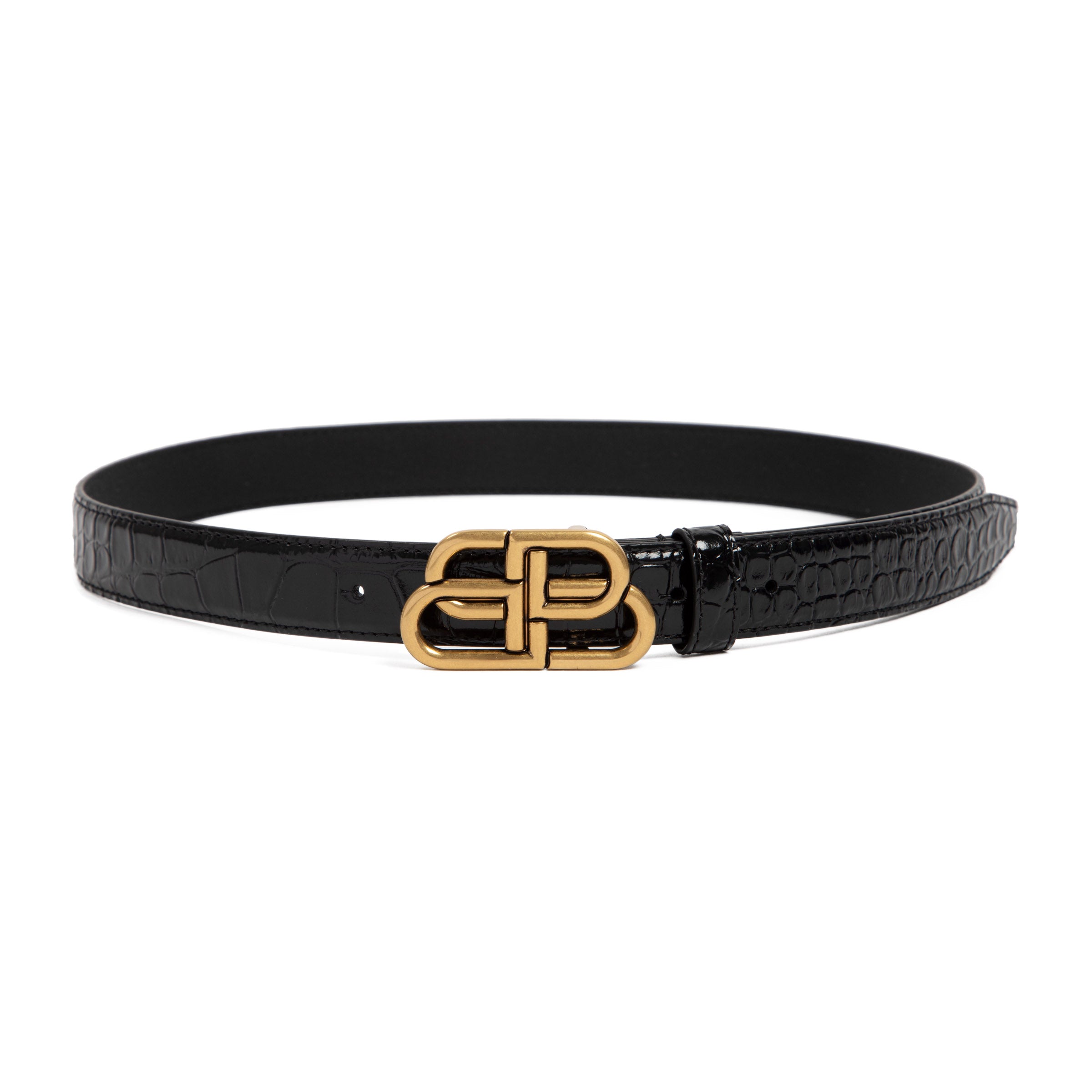 BALENCIAGA Men's Classic Leather Belt - Height: 2cm