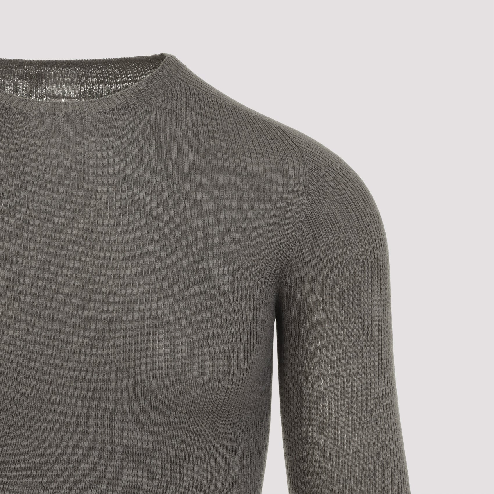 RICK OWENS Ribbed Round Neck Pullover Sweater for Men