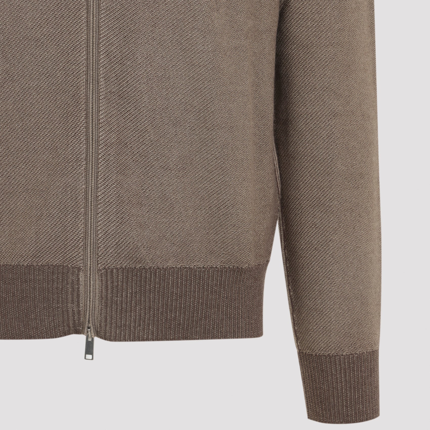 ZEGNA Cashmere-Silk Blend Full Zip Pullover for Men