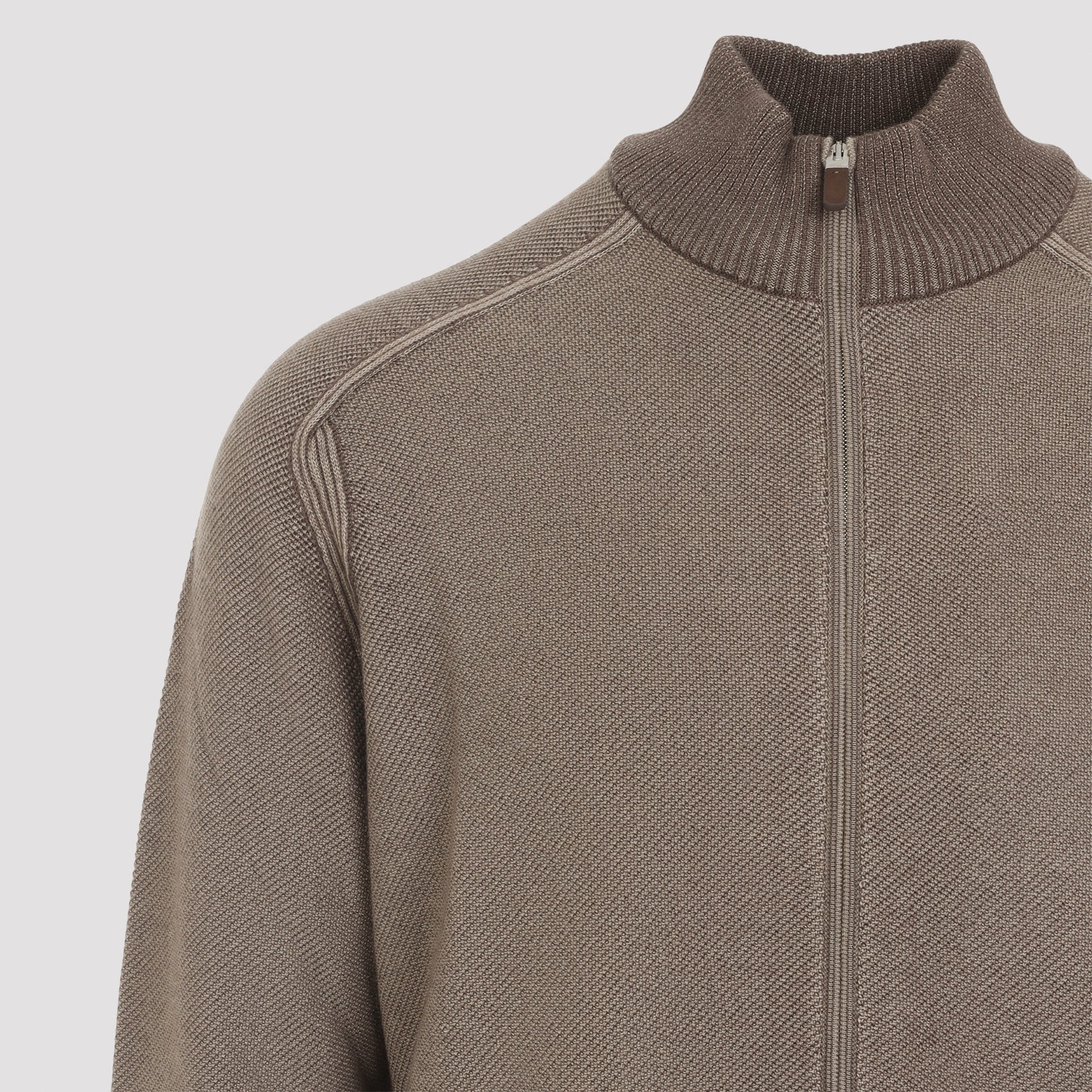 ZEGNA Cashmere-Silk Blend Full Zip Pullover for Men