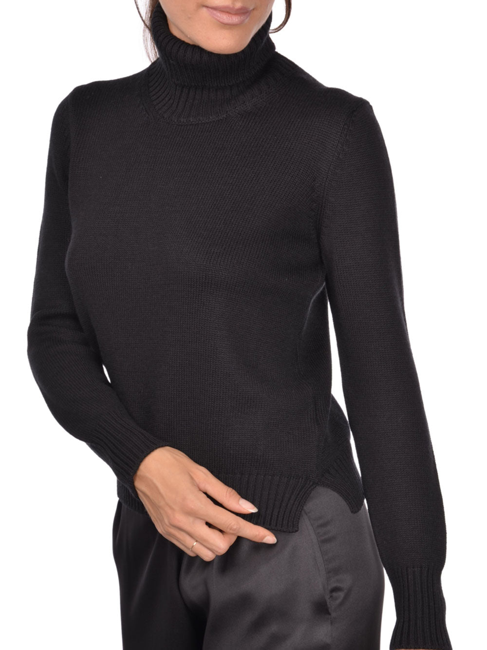 GRAN SASSO Black Wool Cyclist Sweater for Women