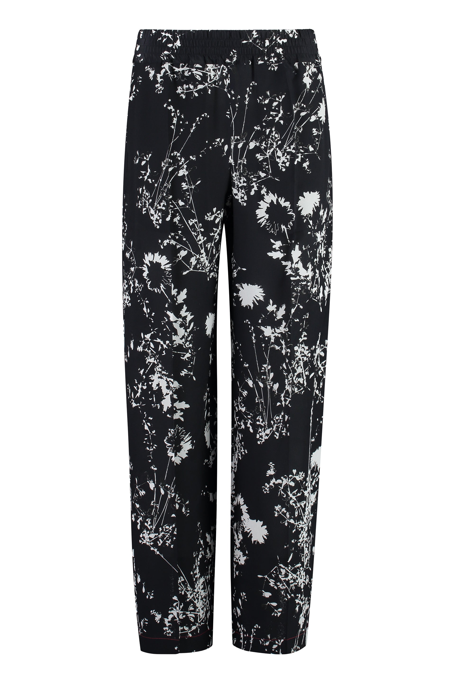 VICTORIA BECKHAM Silk Floral Printed Pants with Elastic Waistband