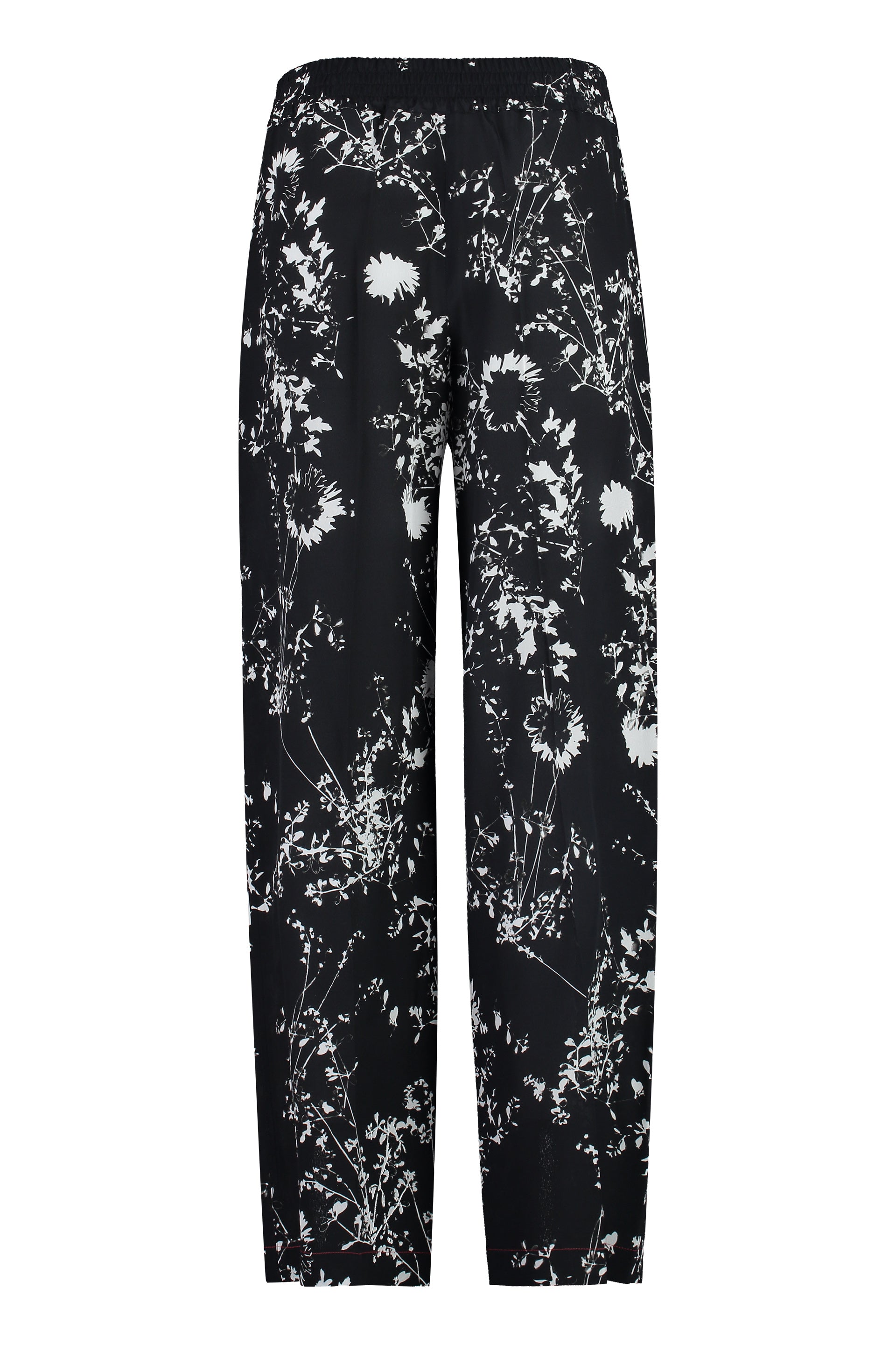 VICTORIA BECKHAM Silk Floral Printed Pants with Elastic Waistband