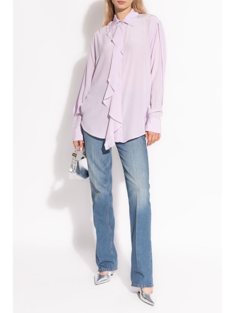 VICTORIA BECKHAM Asymmetric Ruffle Mini Blouse