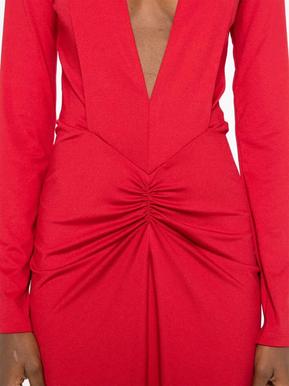 VICTORIA BECKHAM V-Neck Long Dress with Gathered Detail for Women