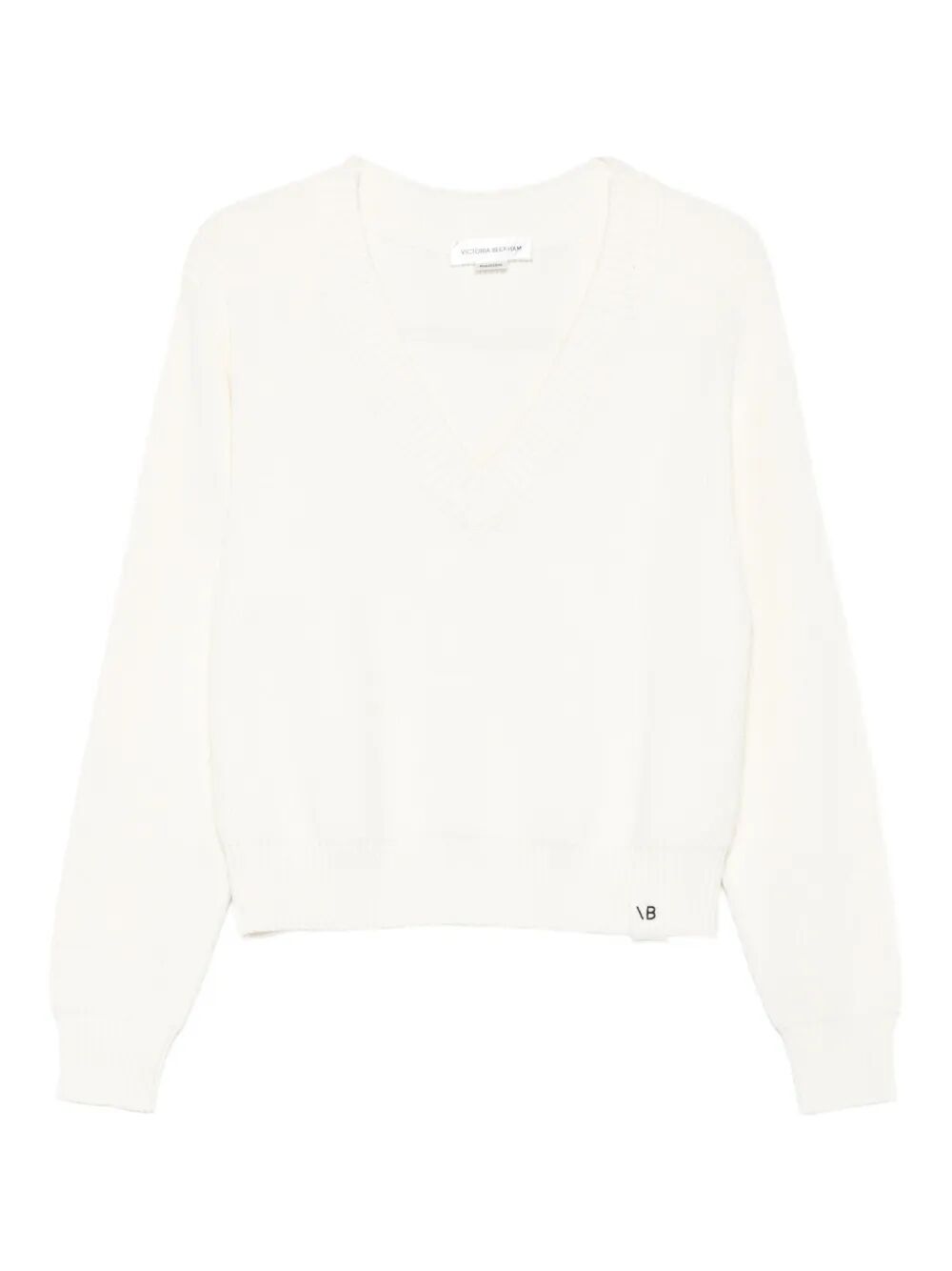 VICTORIA BECKHAM Relaxed Fit V-Neck Cotton Blend Sweater