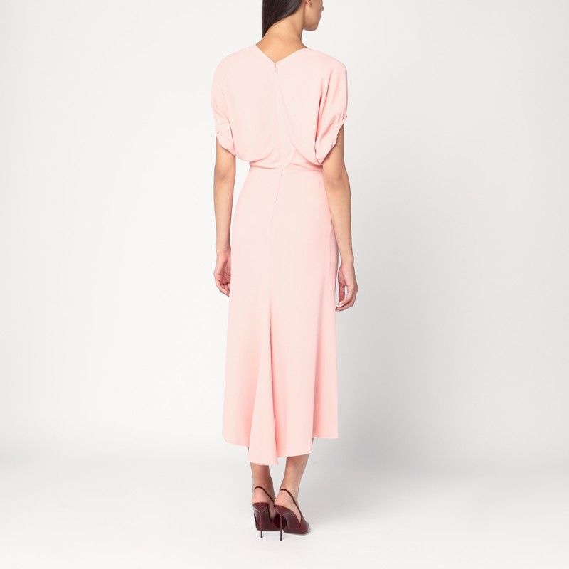 VICTORIA BECKHAM Satin Midi Dress with Flared Sleeves