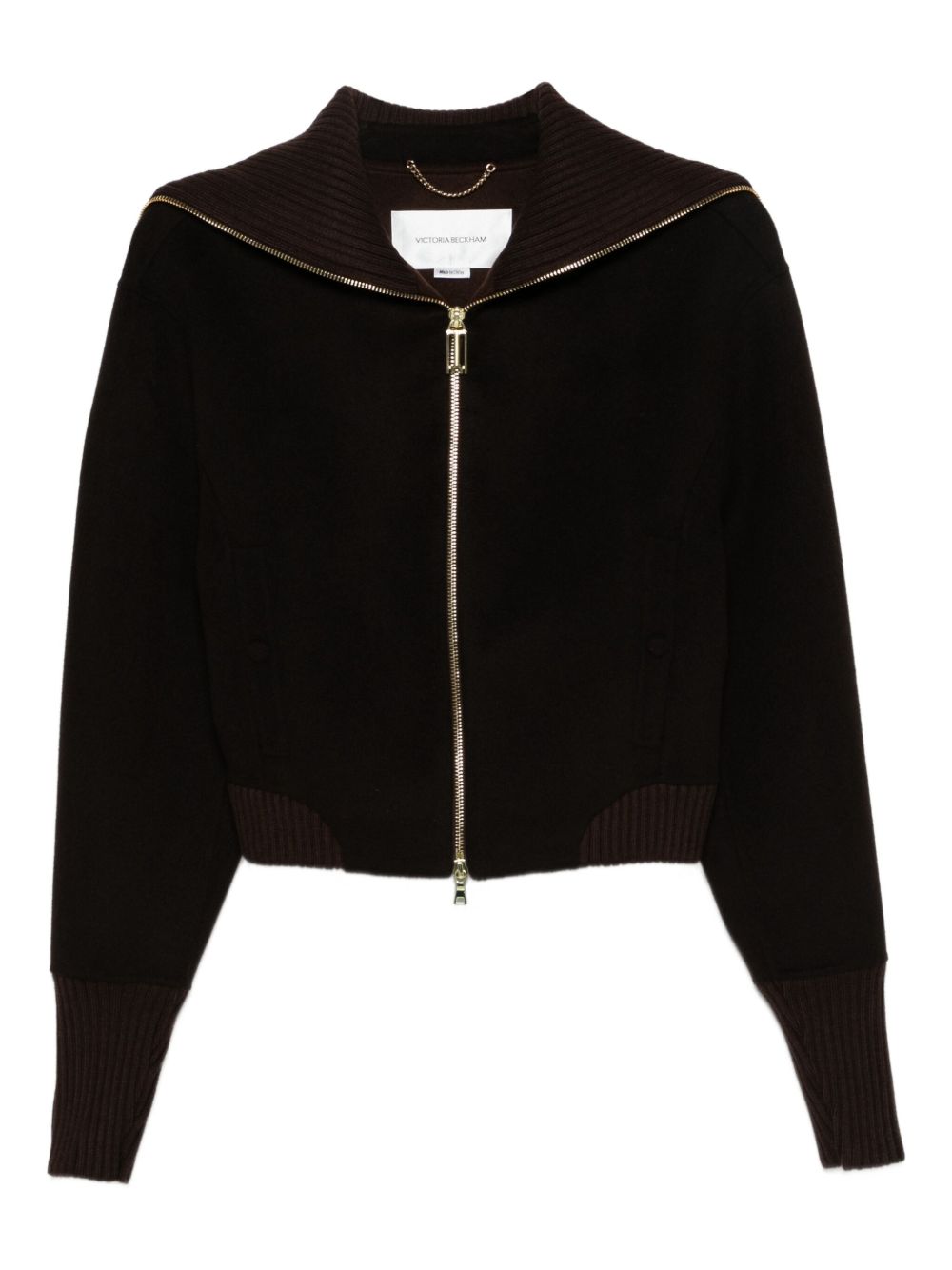 VICTORIA BECKHAM Cropped High Neck Wool Blend Jacket for Women