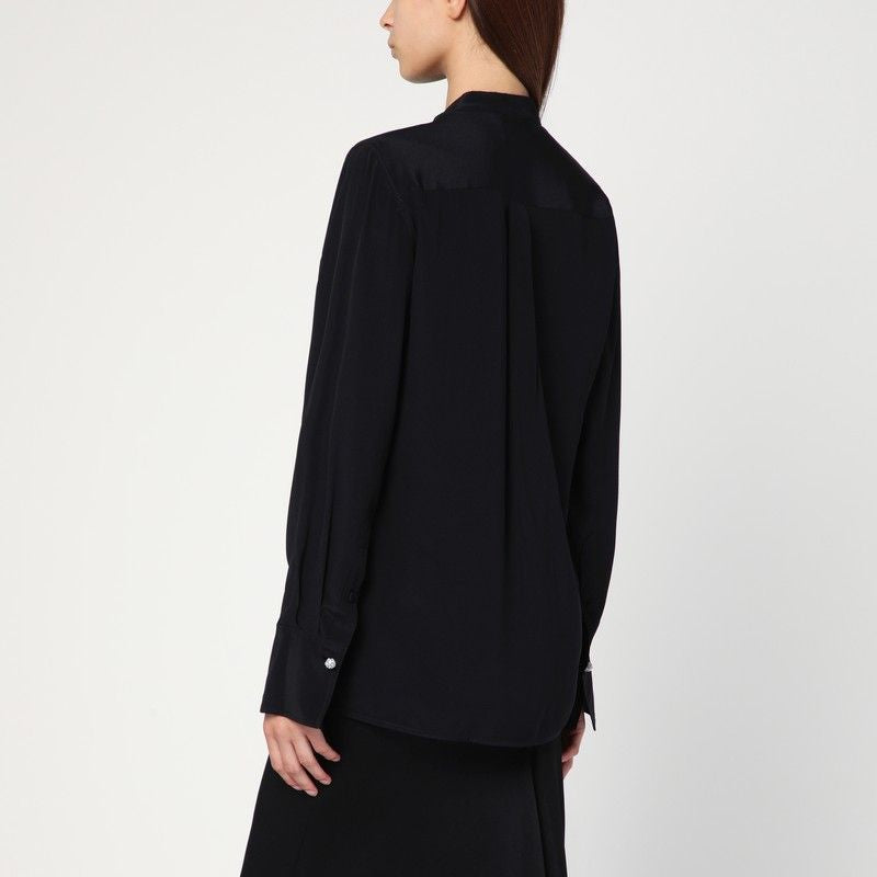 VICTORIA BECKHAM Sophisticated Silk Shirt with Jewel-Buttoned Crew Neck