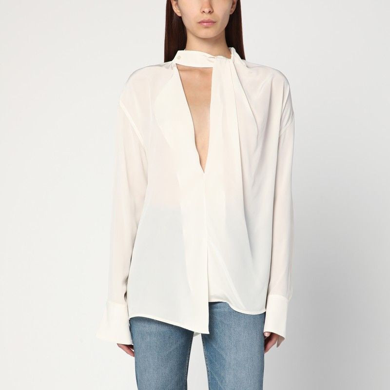 VICTORIA BECKHAM Draped Silk Blouse with Scarf Detail
