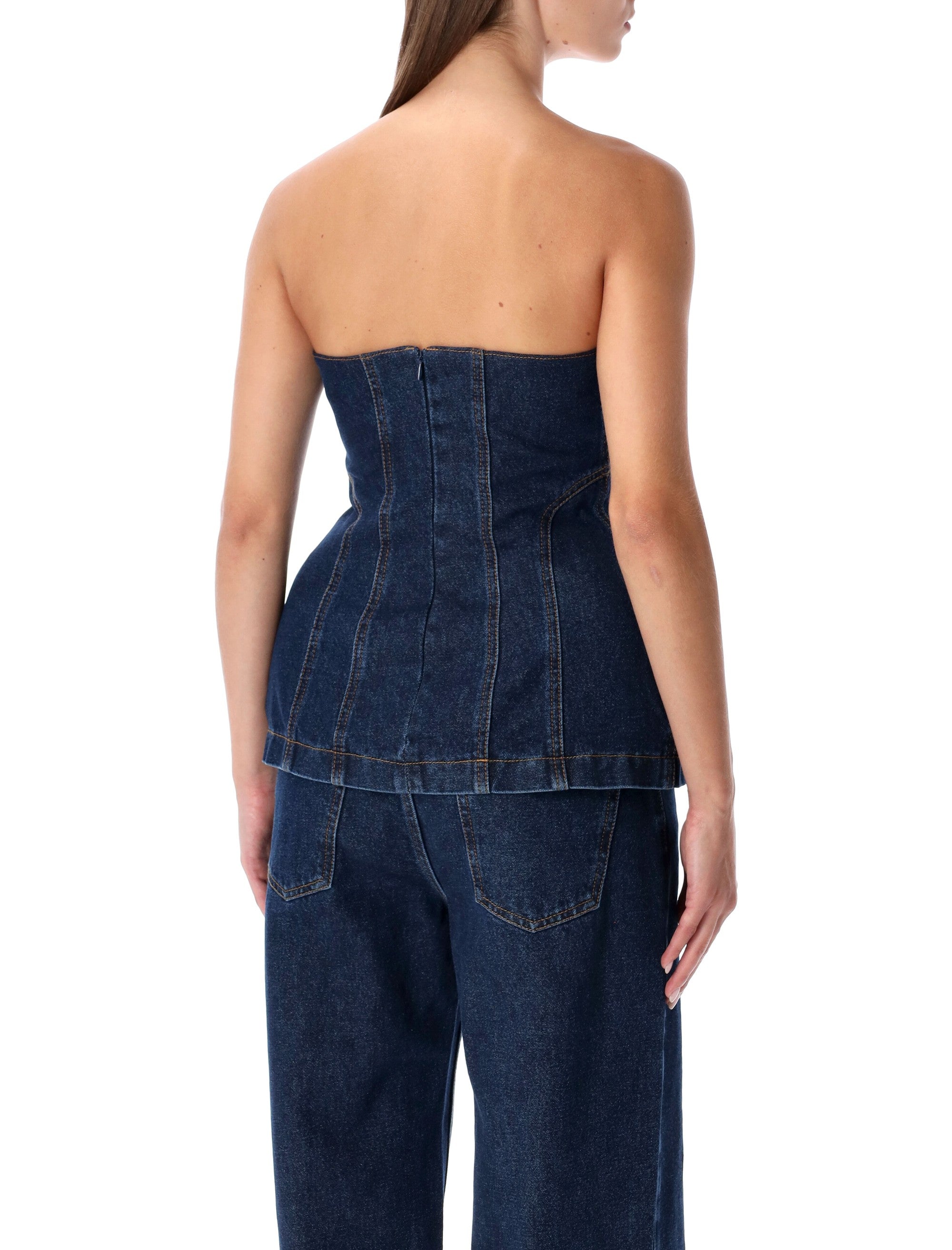 MAGDA BUTRYM Strapless Denim Corset Top - Size 36