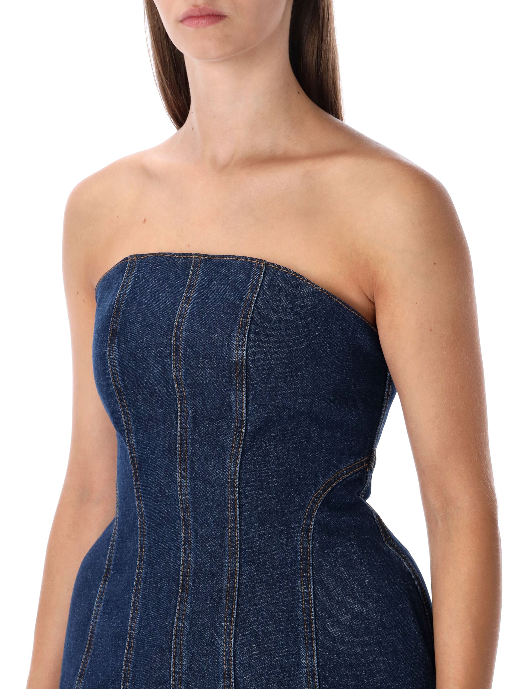 MAGDA BUTRYM Strapless Denim Corset Top - Size 36