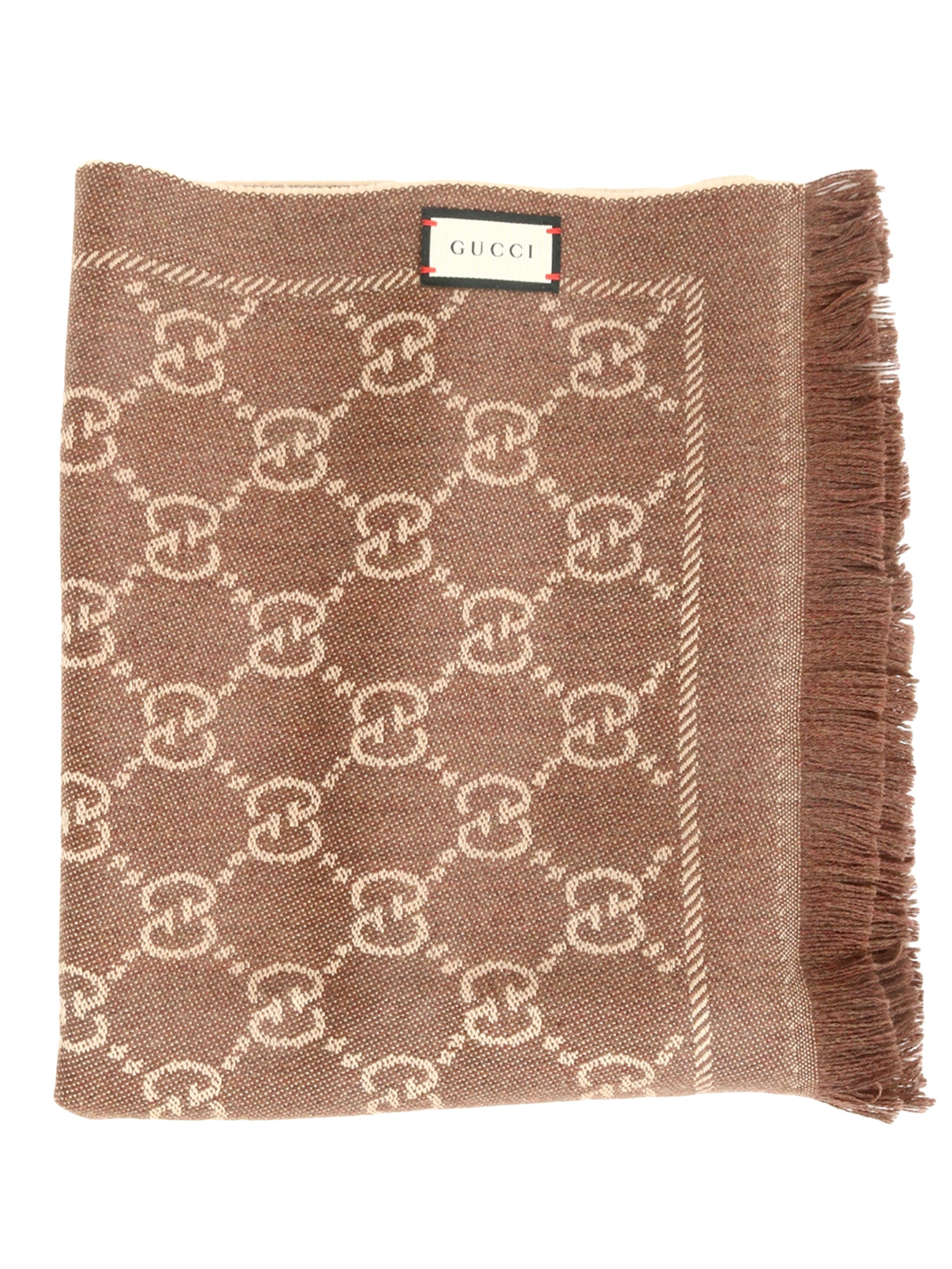 GUCCI Fringed Jacquard Pattern Scarf L48CM X H180CM